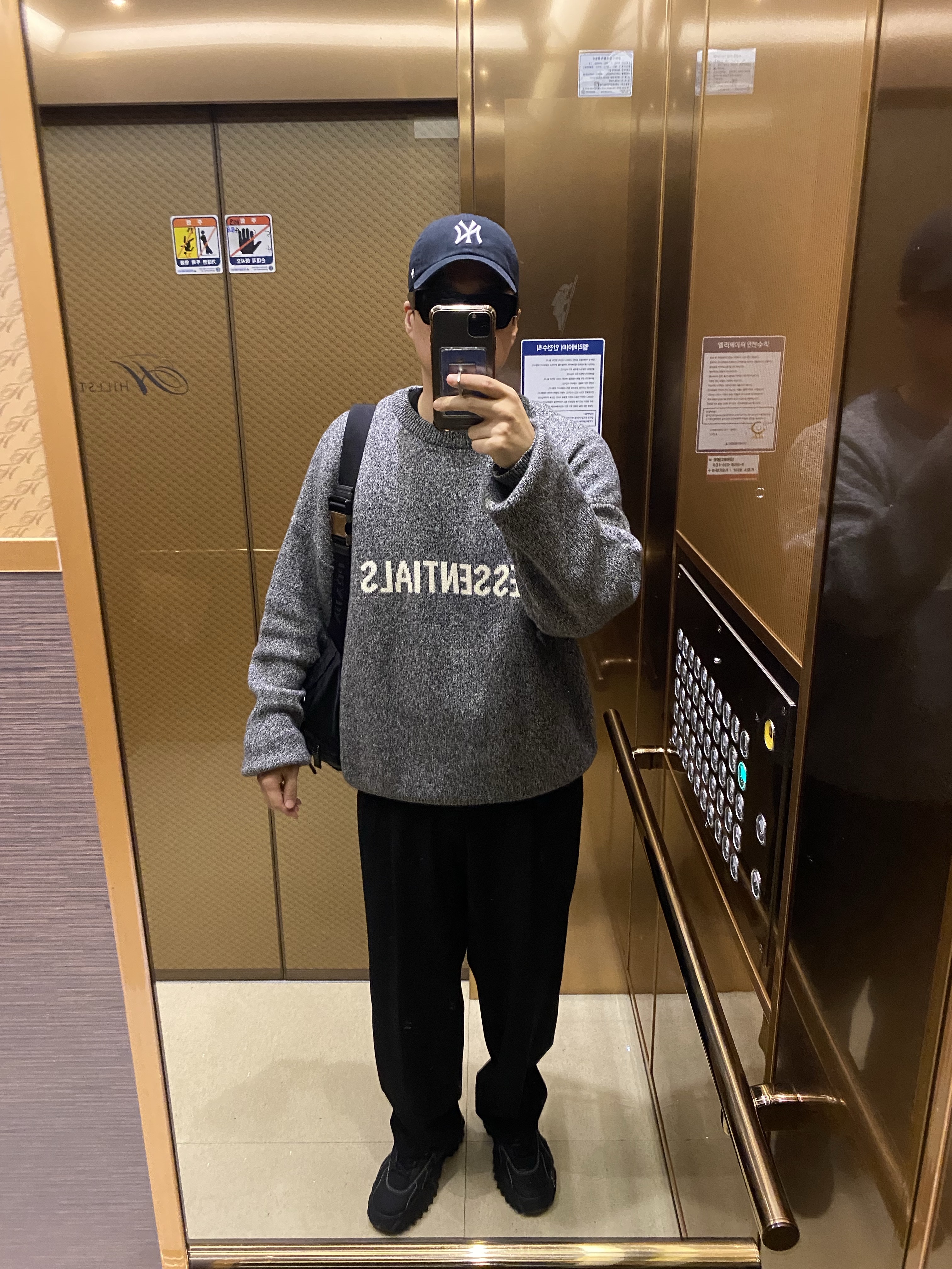 47 Brand New York Yankees BW Clean Up Black, Essentials Knit Sweater Grey Melange - 20SS 착용 스타일