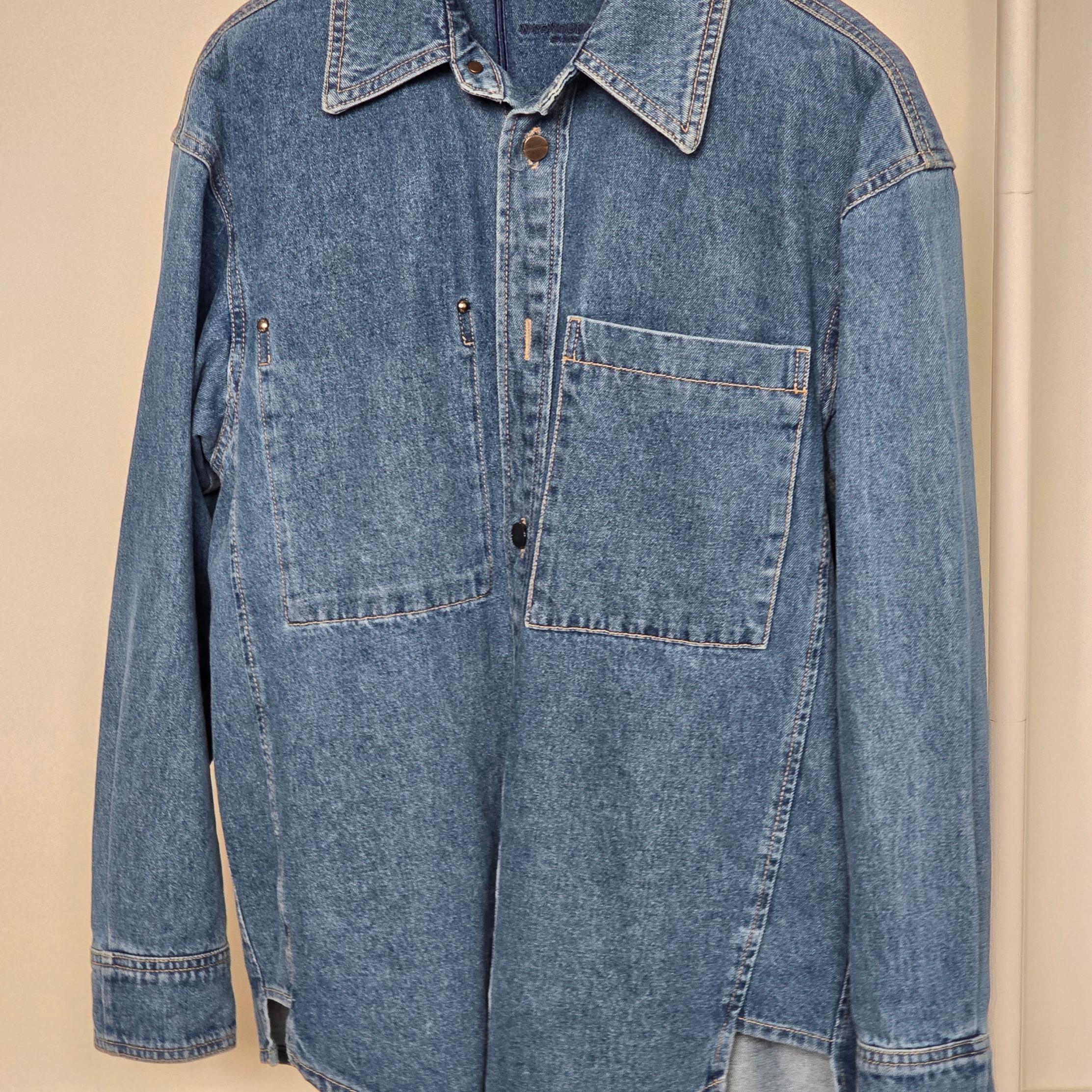 Wooyoungmi Flower Print Denim Shirt Blue - 24SS 착용 스타일 - 2