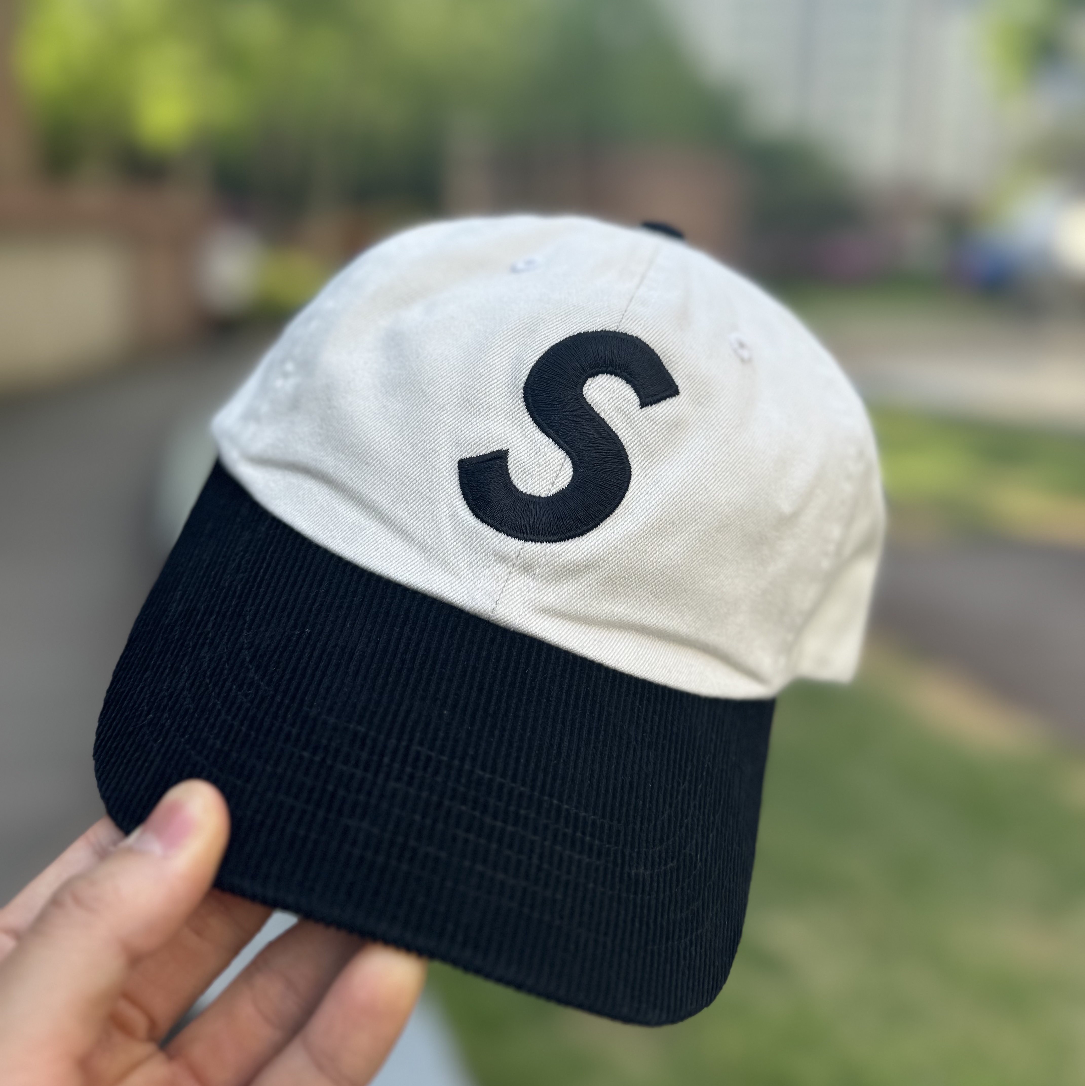 Supreme 2-Tone S Logo 6-Panel Stone - 24SS 착용 스타일
