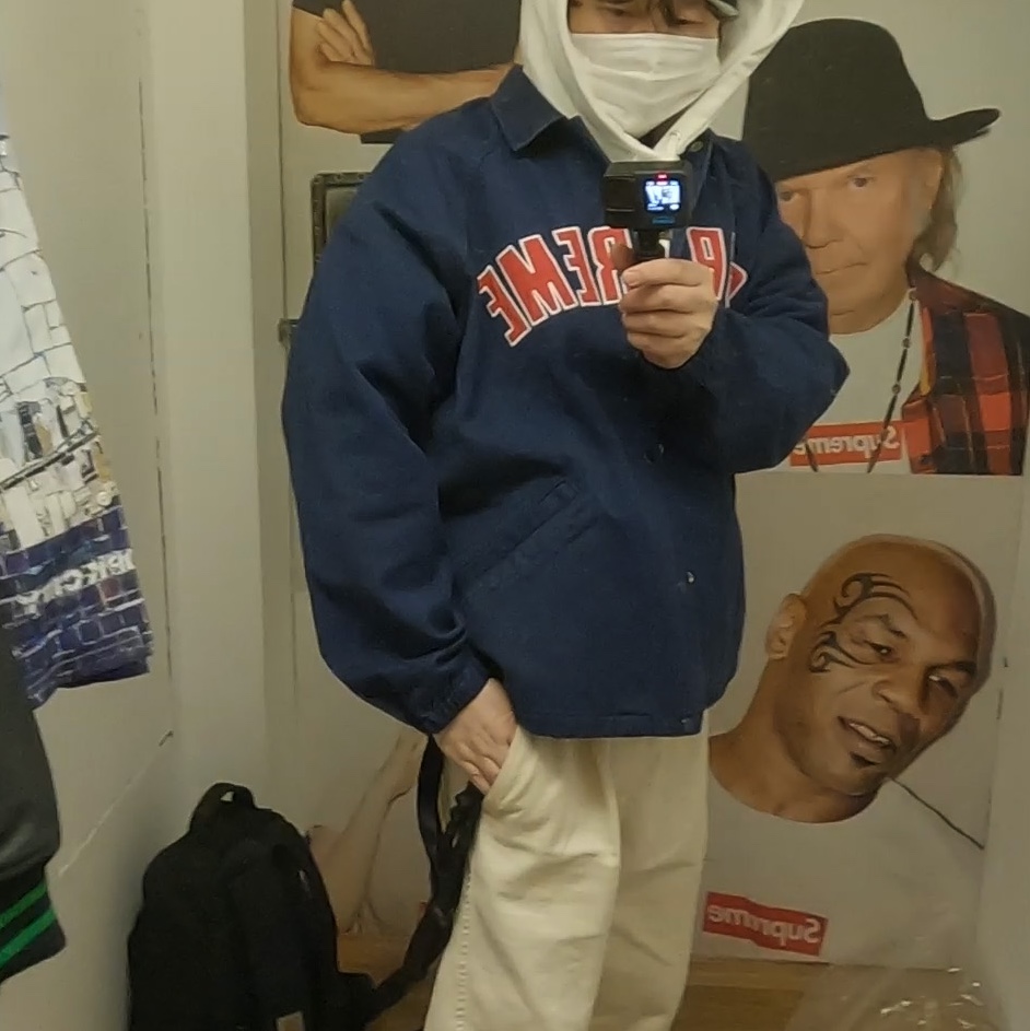 Supreme Arc Denim Coaches Jacket Navy - 24SS 착용 스타일