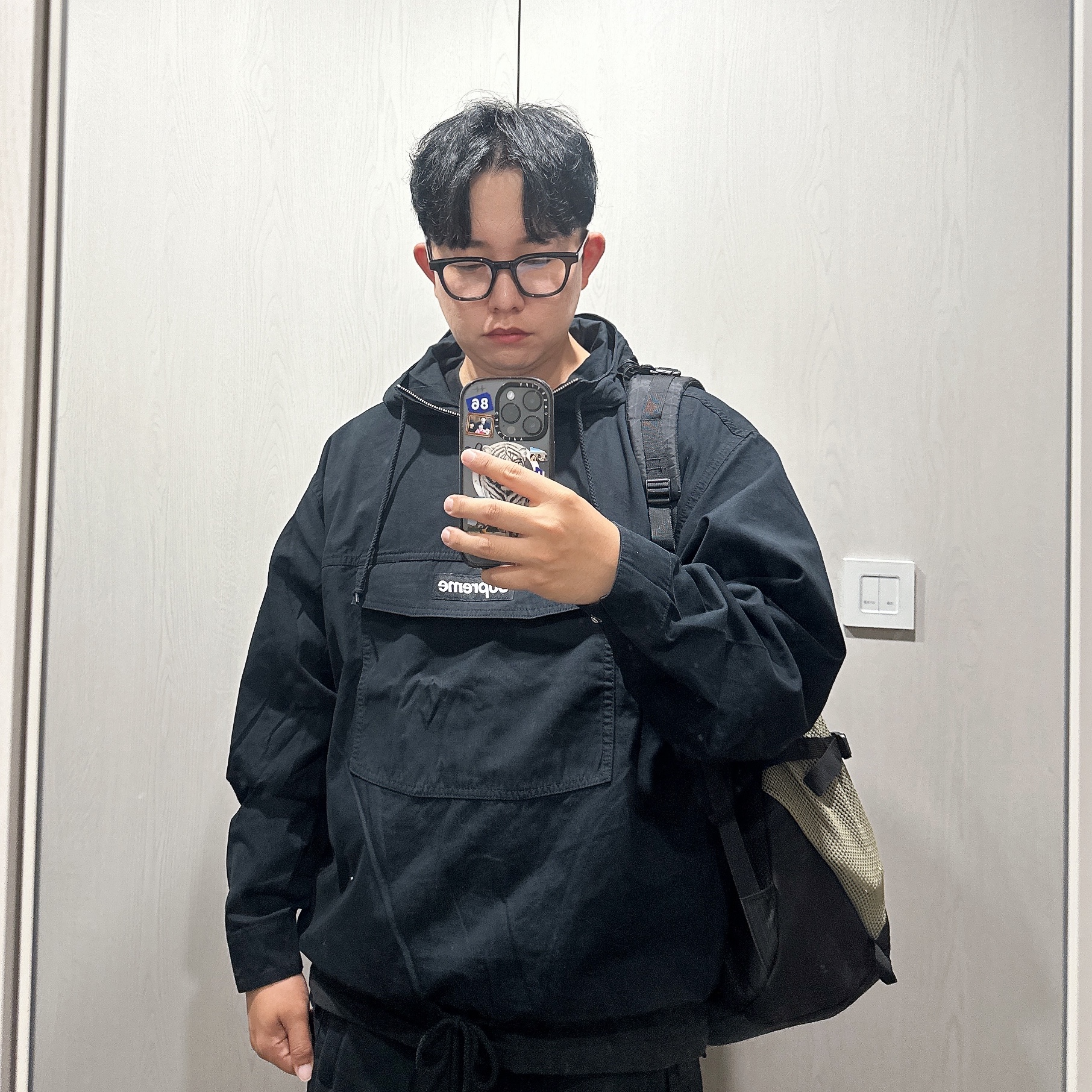Supreme Cotton Utility Anorak Black - 24SS 착용 스타일