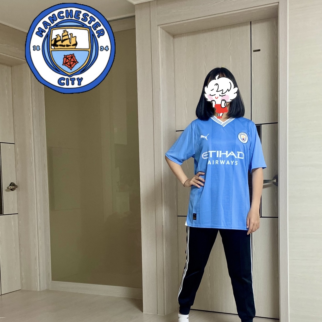 Puma Manchester City 2023/24 Home Jersey Team Light Blue (Non Marking Ver.) 착용 스타일 - 1
