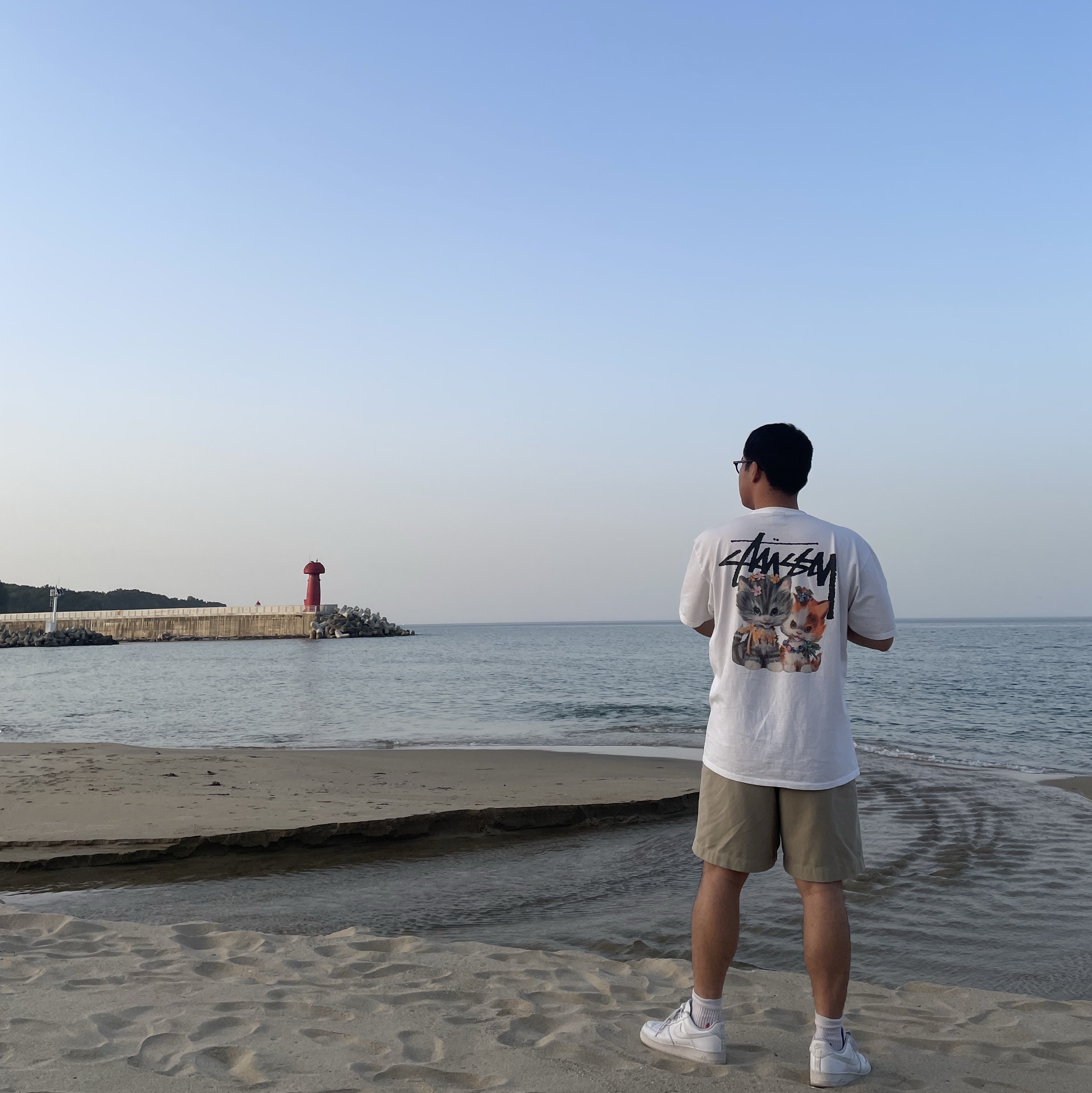 Stussy Kittens T-Shirt White, Nike Air Force 1 '07 Low White 착용 스타일