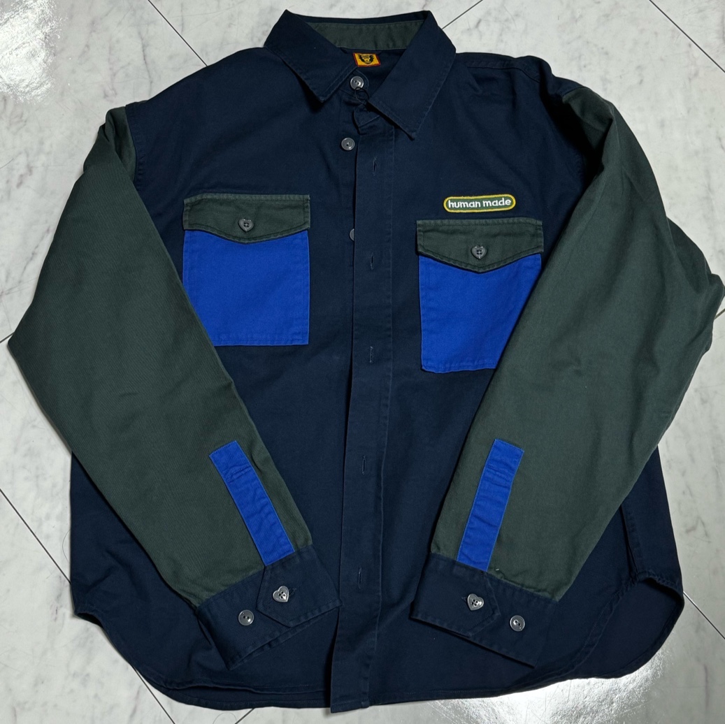 Human Made Crazy Work Shirt Navy 착용 스타일