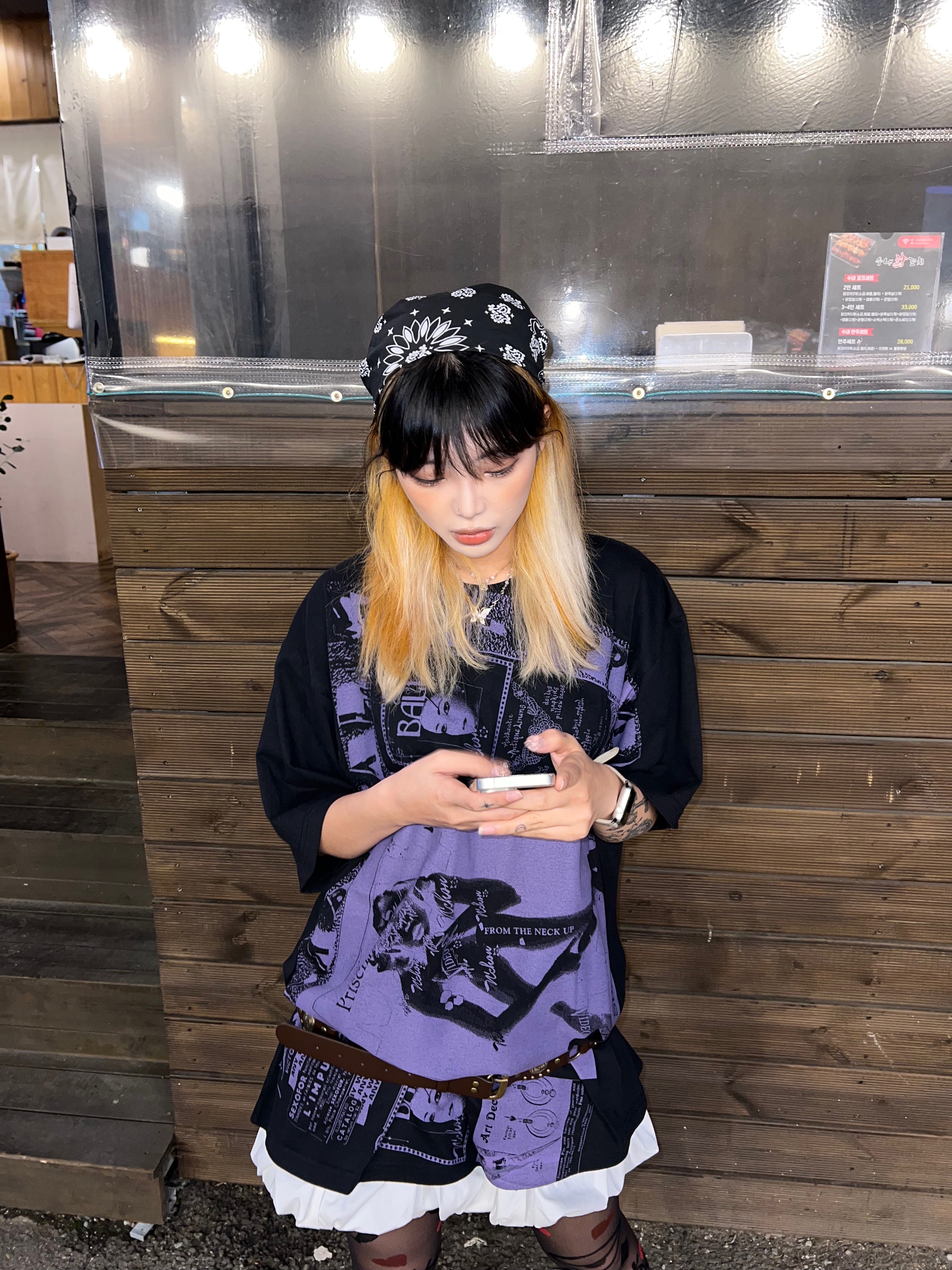 Supreme Collage T-Shirt Black - 24SS, Supreme Hav-A-Hank Bandanas Multicolor (Set of 3) - 24SS 착용 스타일 - 2