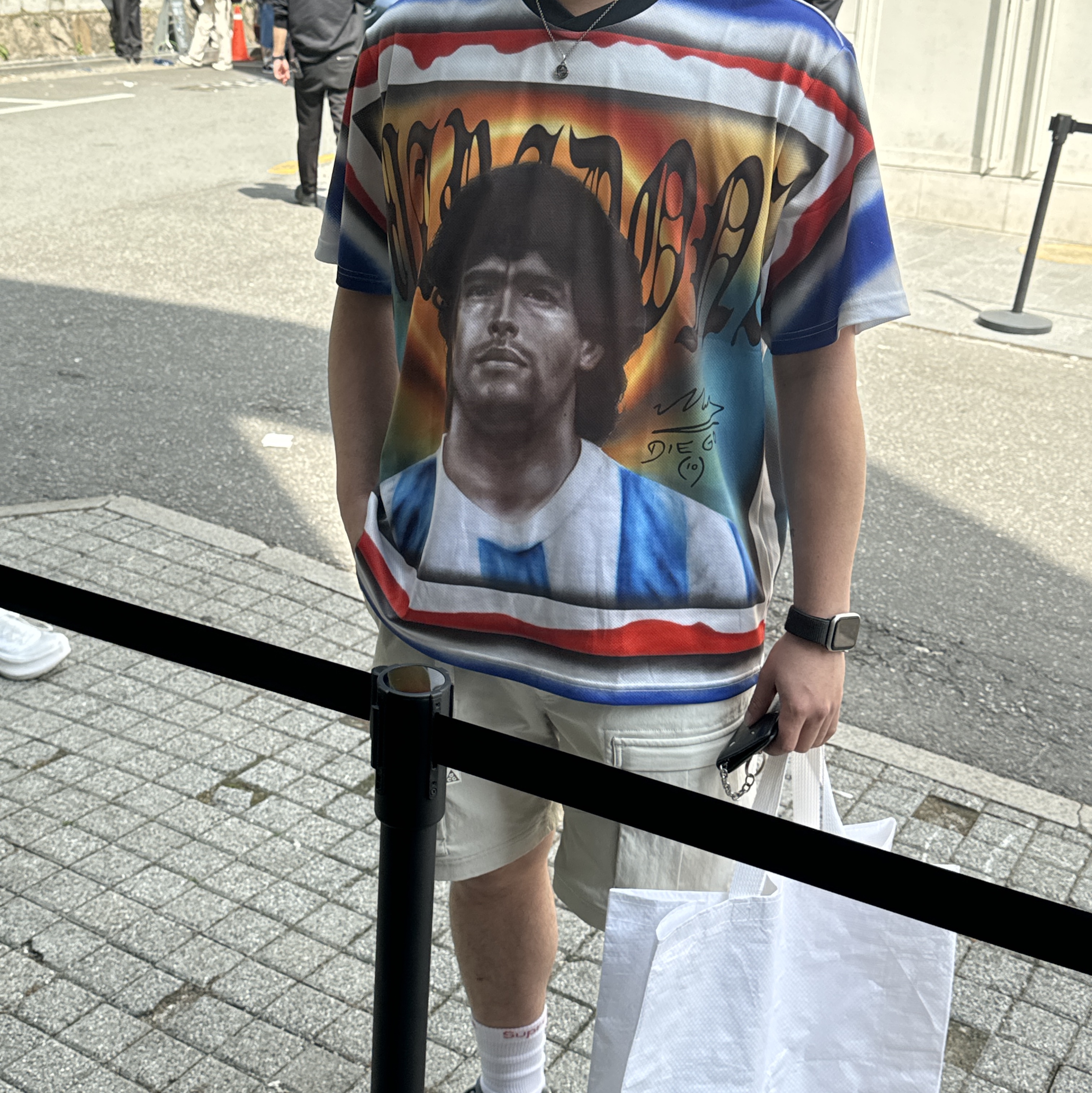 Supreme Maradona Soccer Jersey Multicolor - 24SS, Gucci Interlocking G Pendant Necklace Silver 착용 스타일