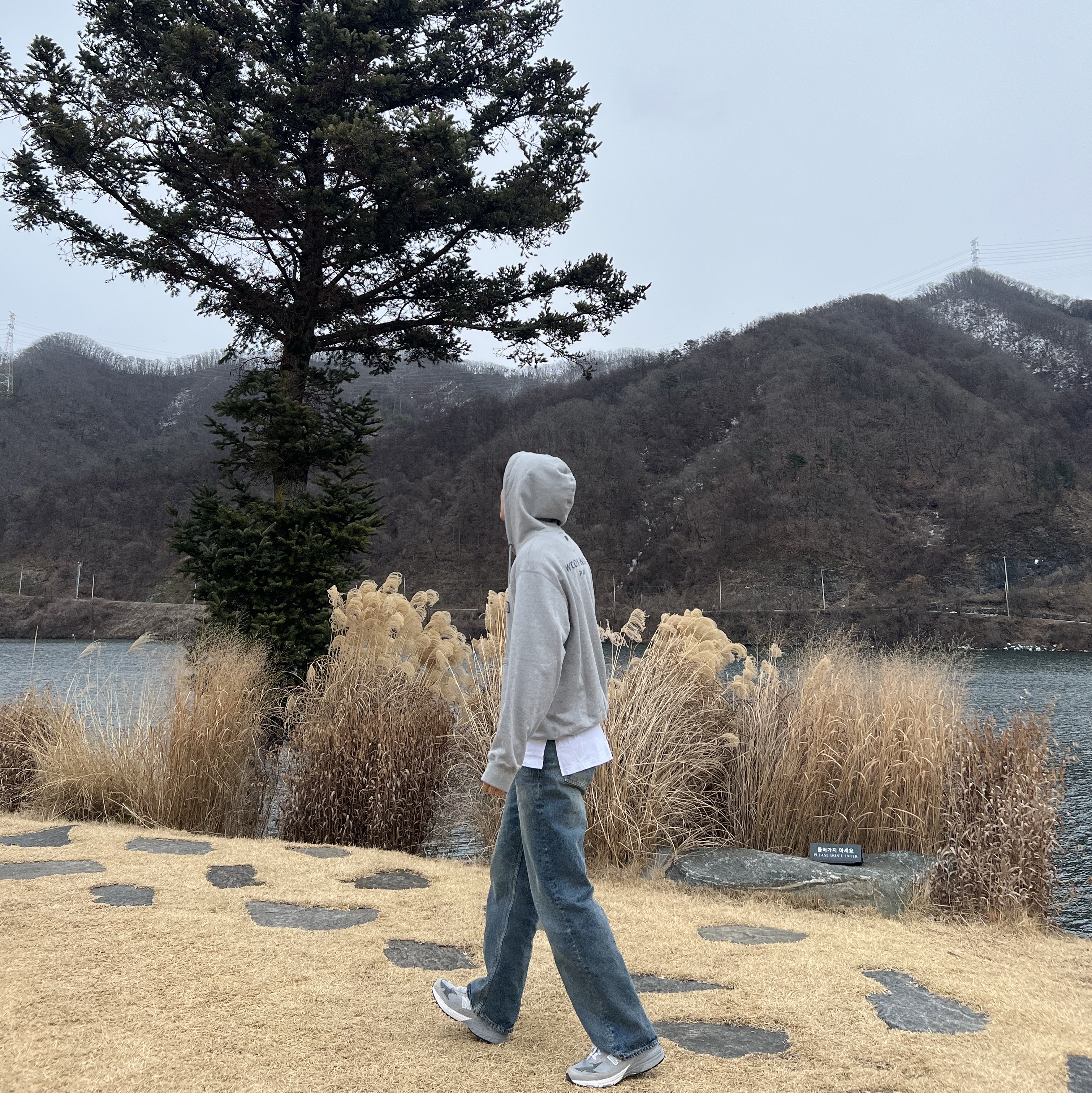 Wooyoungmi Cotton Black Back Logo Hoodie Grey - 22FW, New Balance 993 Made in USA Grey - D Standard 착용 스타일