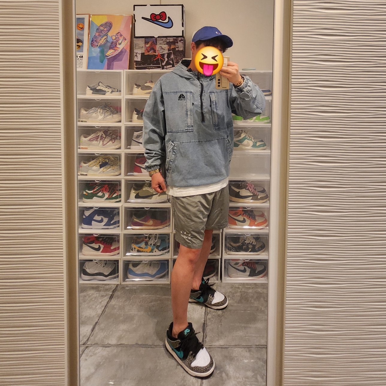 Supreme x Nike ACG Denim Pullover Washed Blue - 22FW, IAB Studio Woven Shorts Gray 착용 스타일