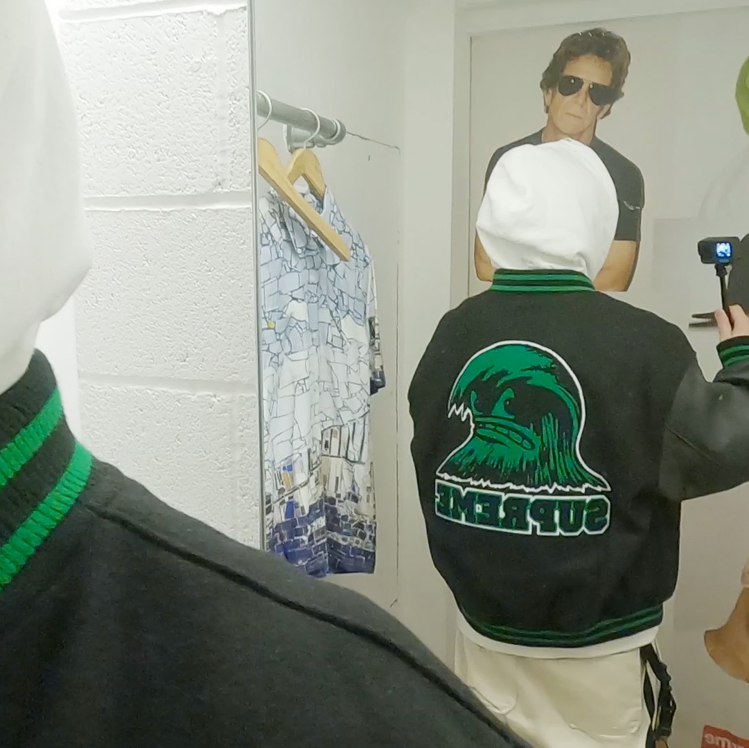 Supreme Wave Varsity Jacket Black - 24SS 착용 스타일