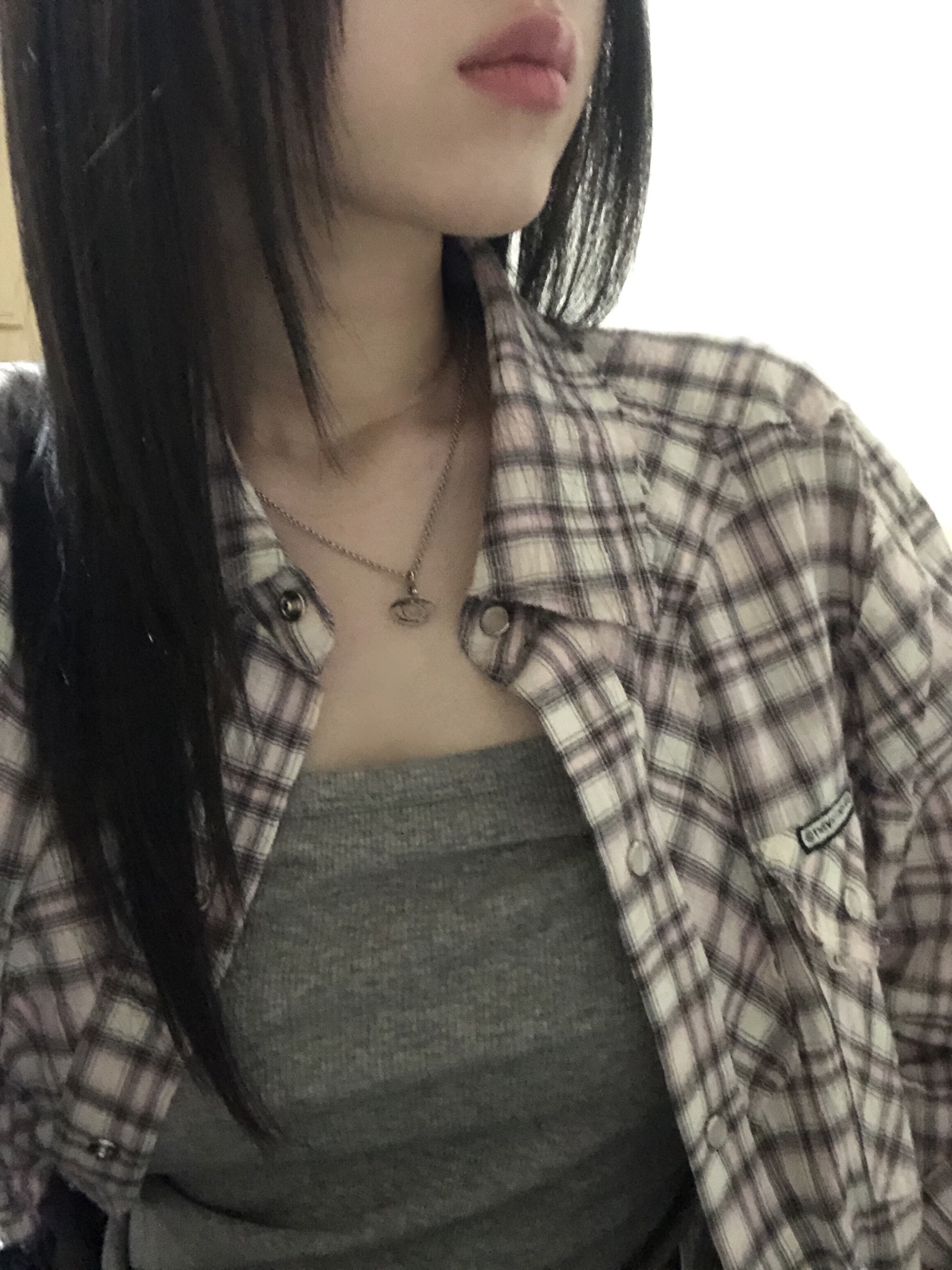 Thevinylhouse Western Check Shirts Pink 착용 스타일 - 1