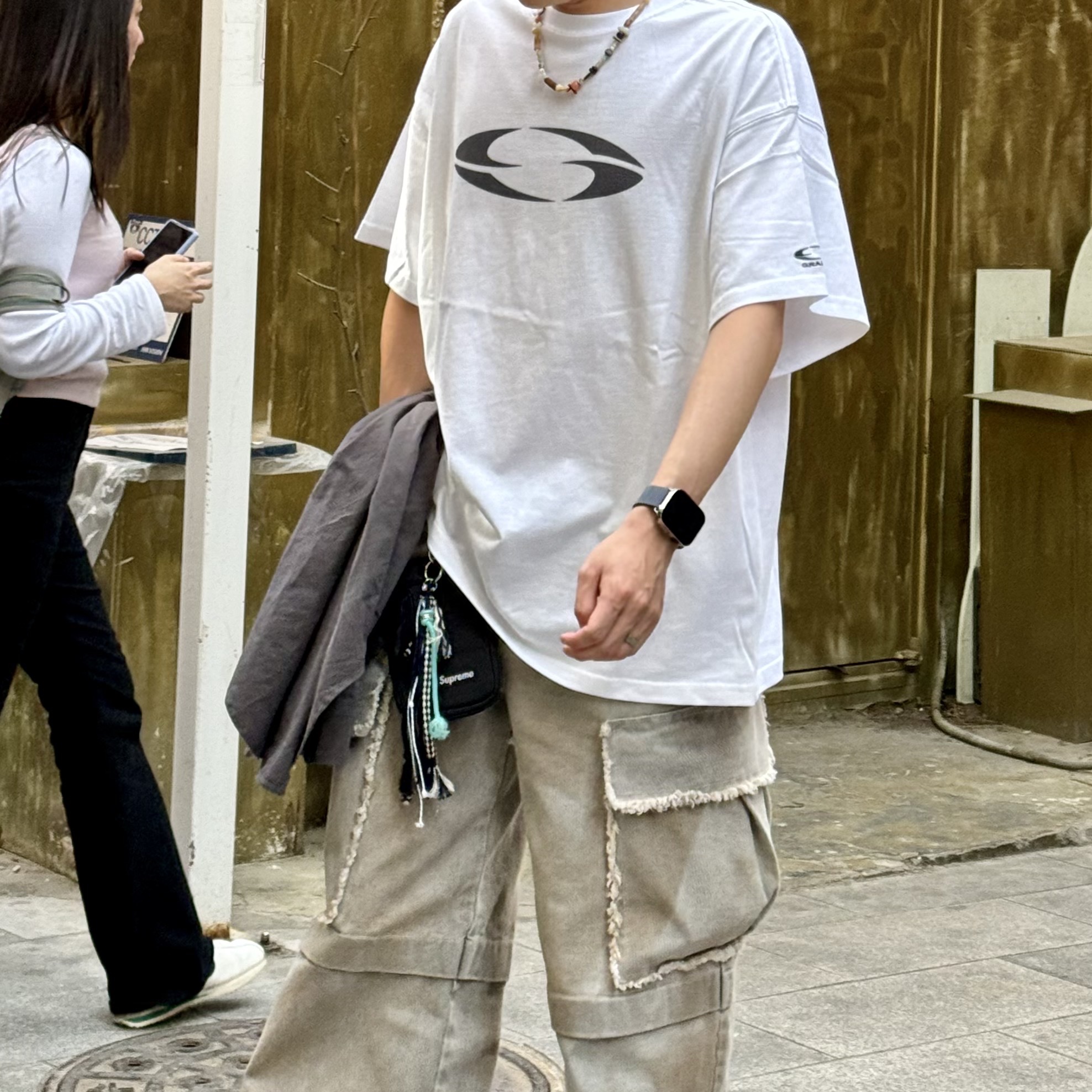 Diesel C-Seymon Treated Denim Baseball Cap Blue White, Supreme Small Zip Pouch Black - 19FW 착용 스타일 - 2
