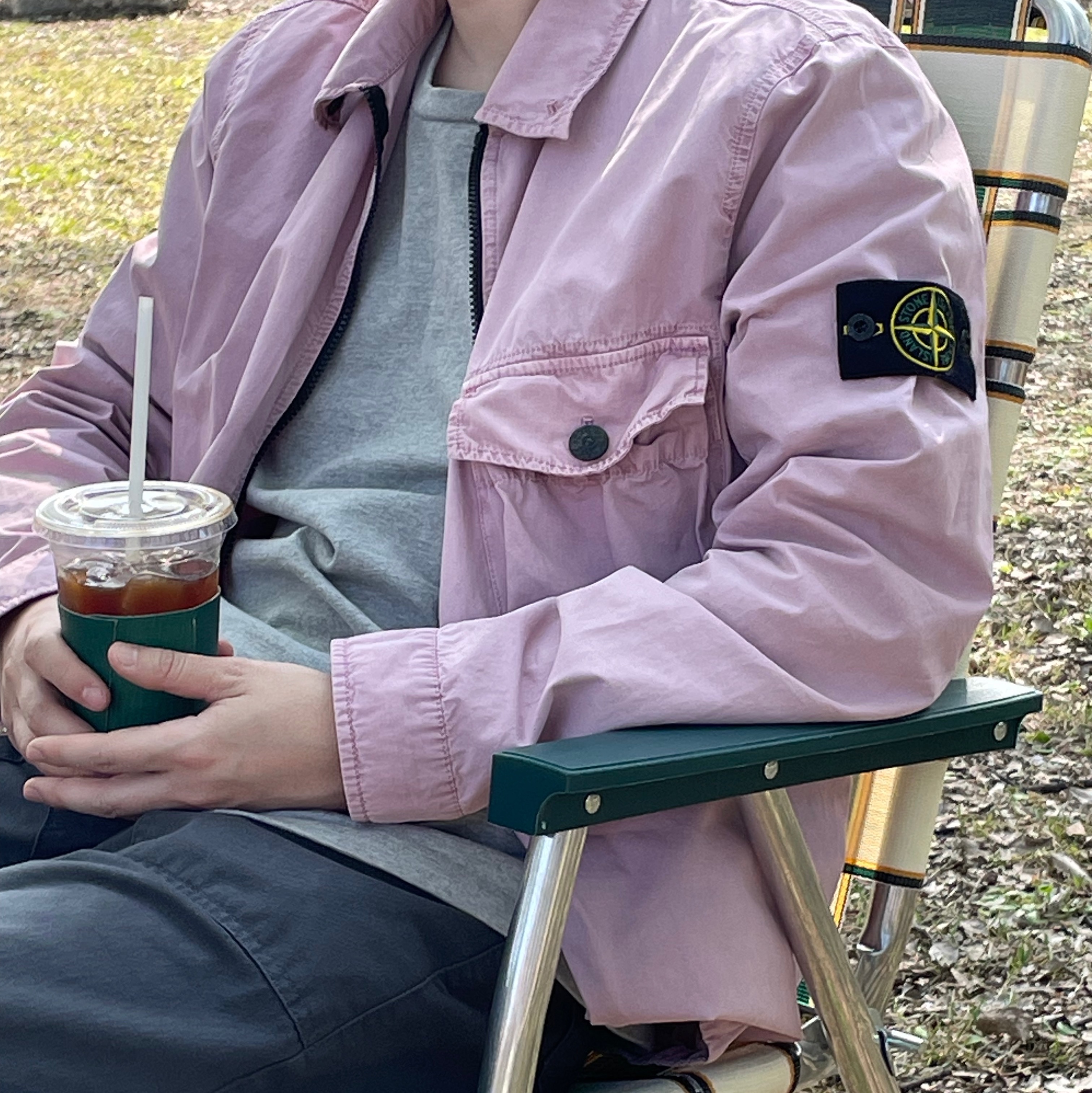 Stone Island 117WN T.CO+OLD Overshirt Rose Quartz - 21SS 착용 스타일