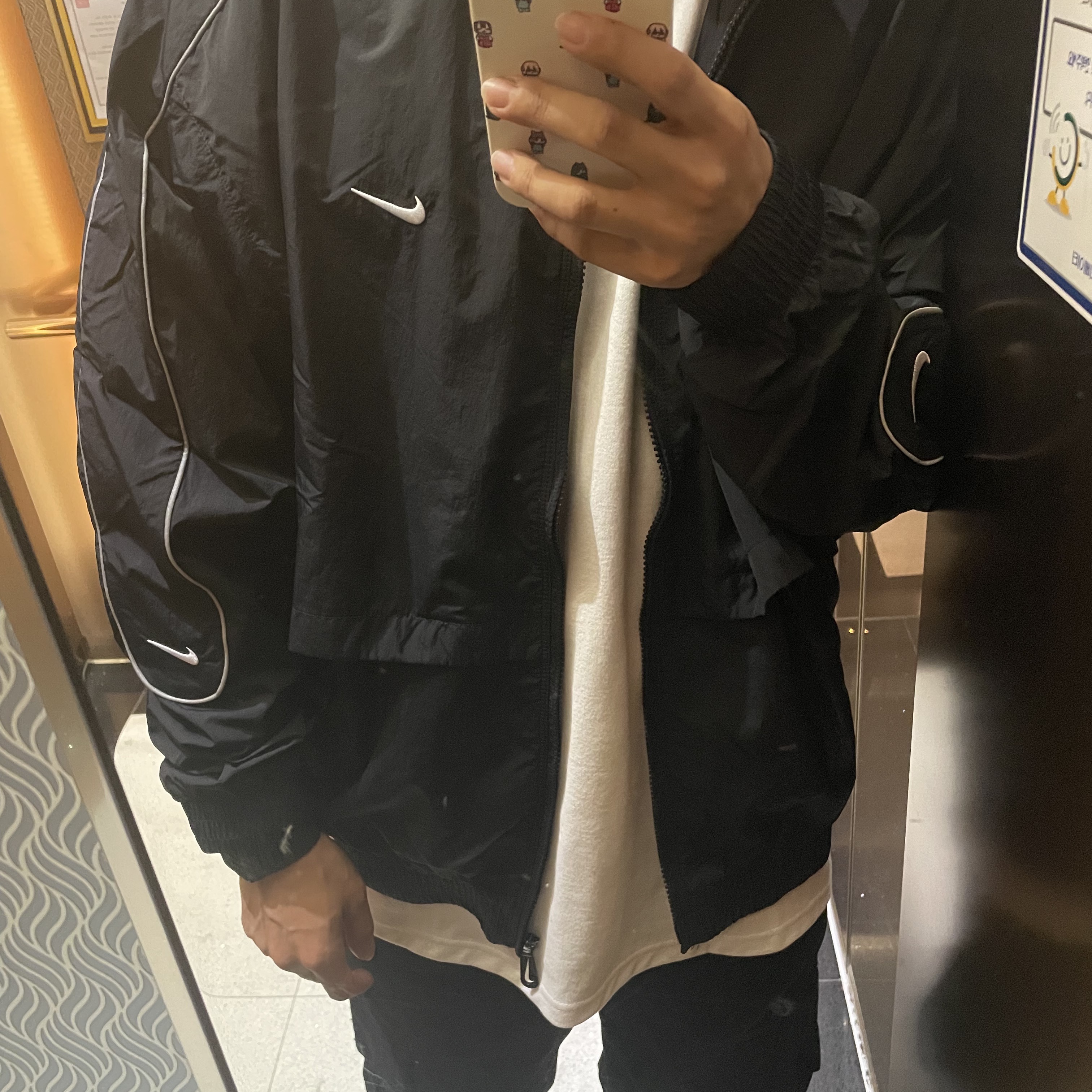 Nike NSW Solo Swoosh Woven Track Jacket Black - Asia 착용 스타일