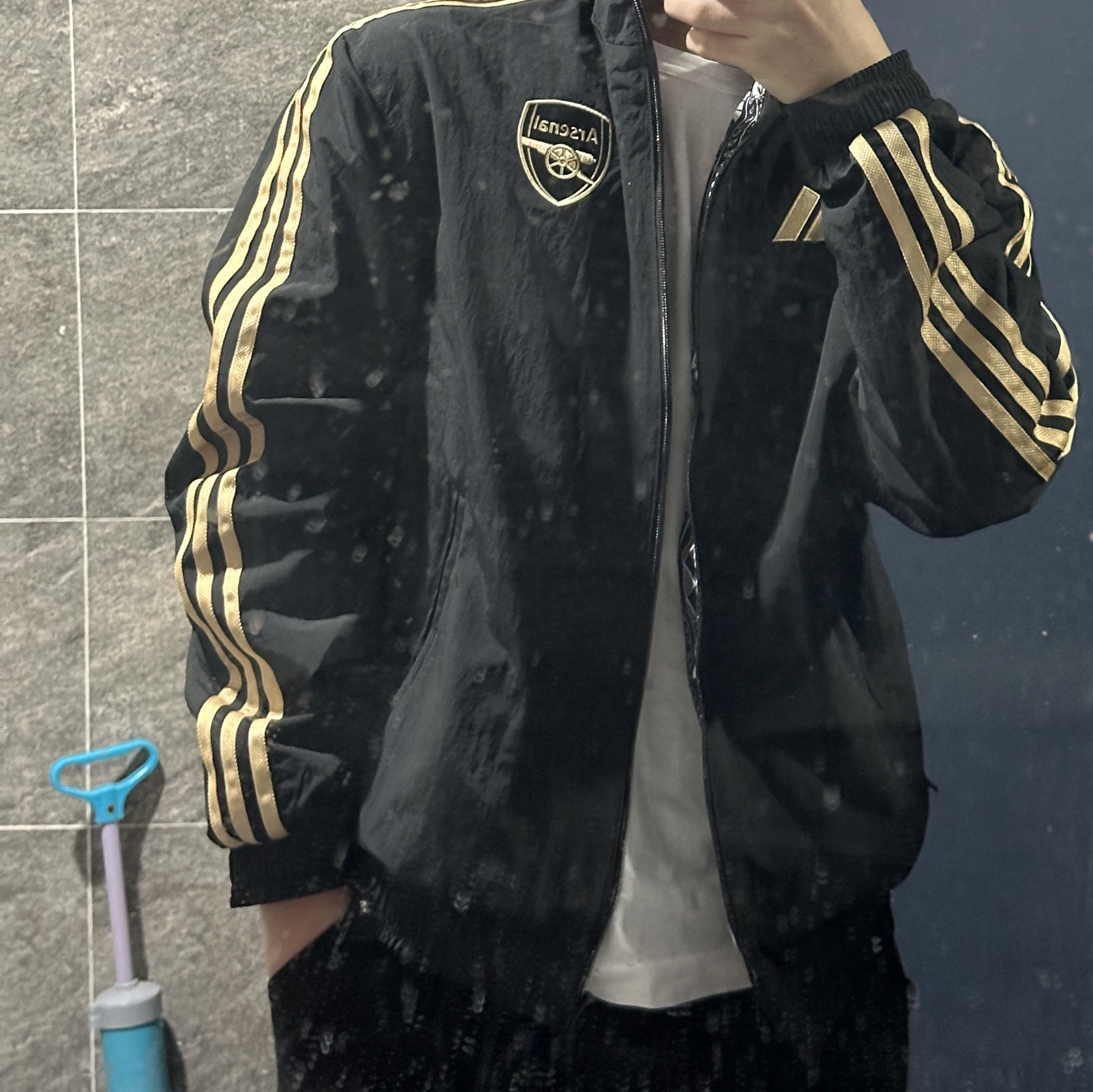 Adidas Arsenal Ian Wright Anthem Jacket Black - KR Sizing 착용 스타일