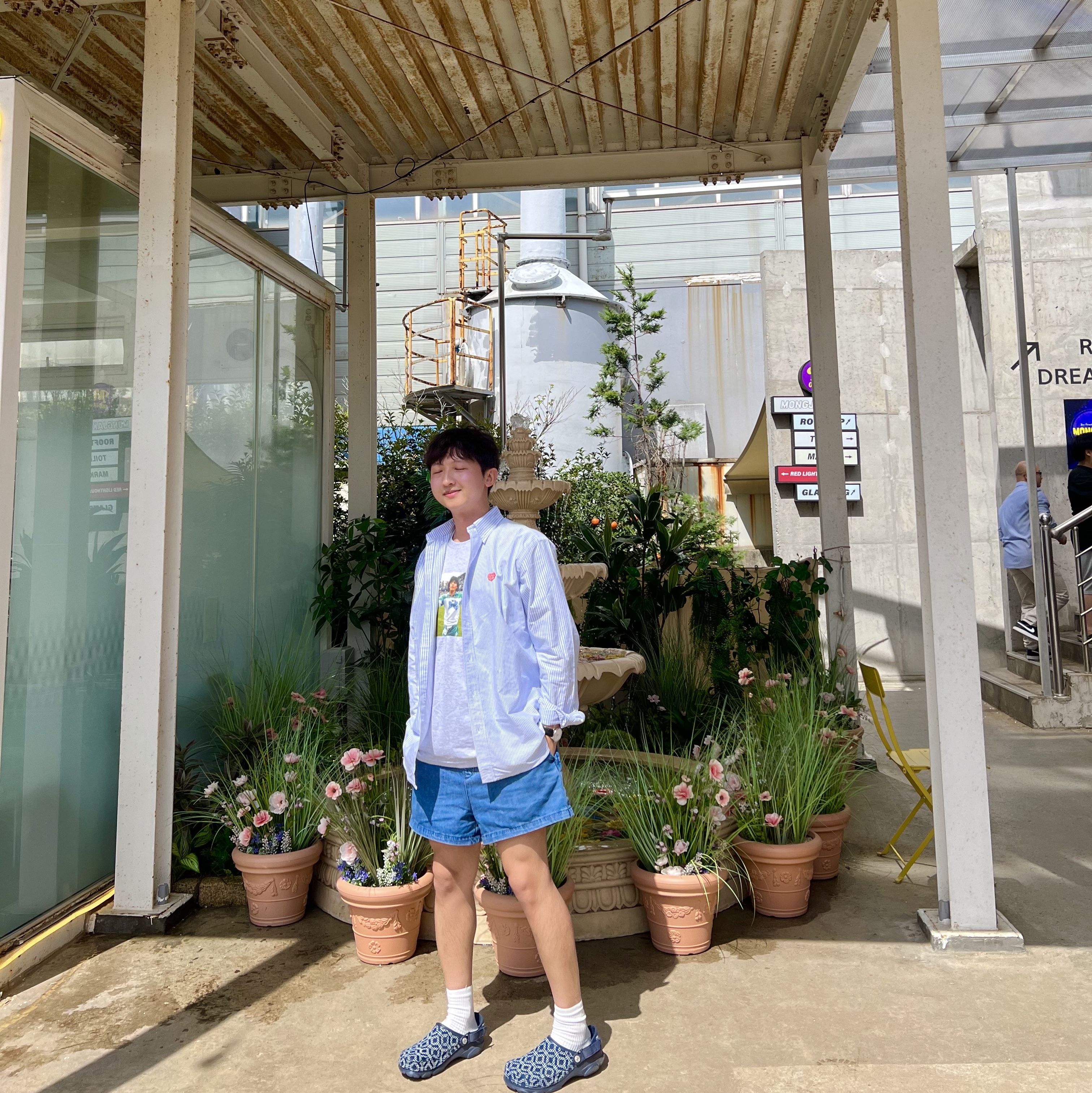 Human Made Stripe Oxford BD Shirt Blue, Supreme Maradona T-Shirt Ash Grey - 24SS 착용 스타일