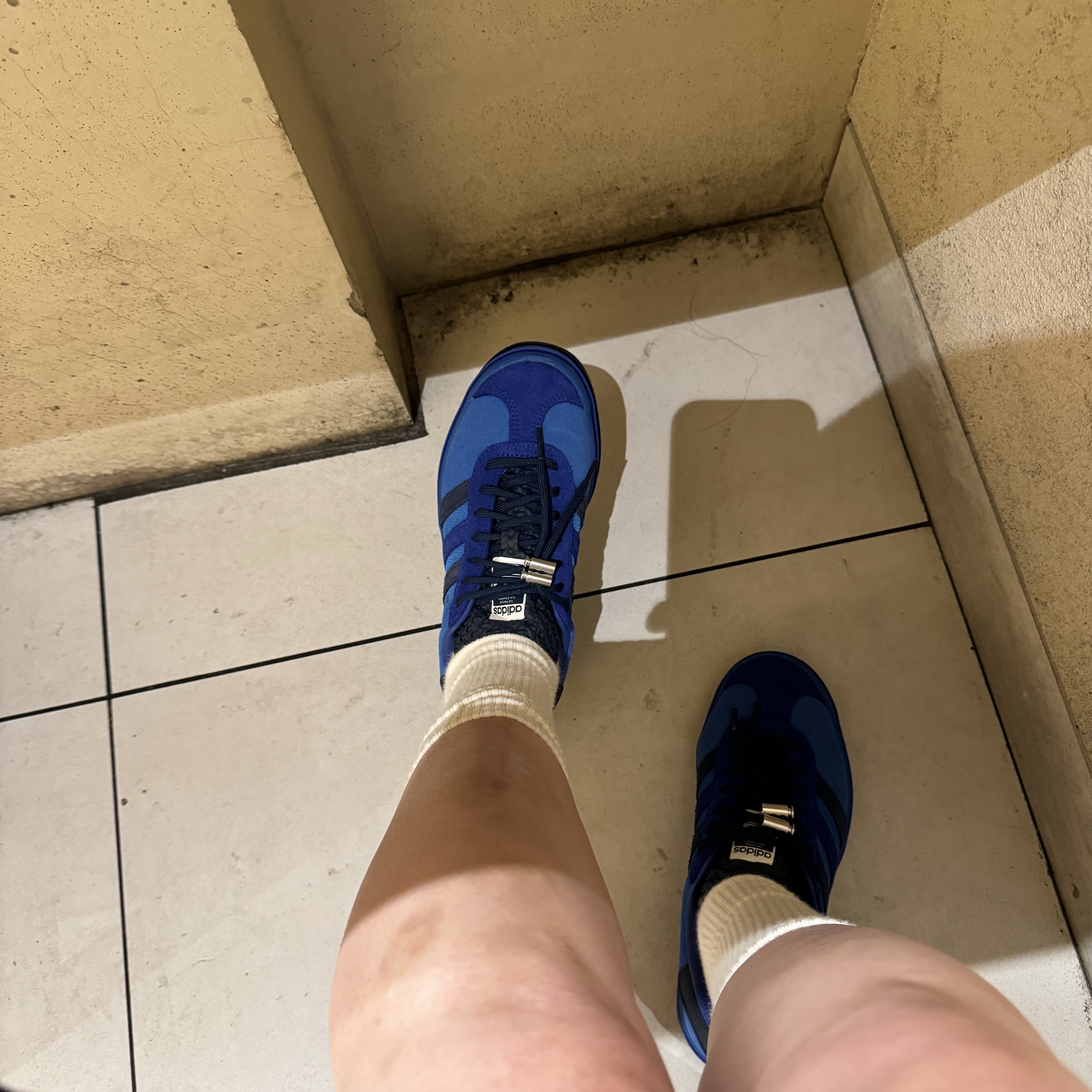 (W) Adidas x Ordinary People Gazelle Bold Bright Royal Semi Lucid Blue 착용 스타일 - 2