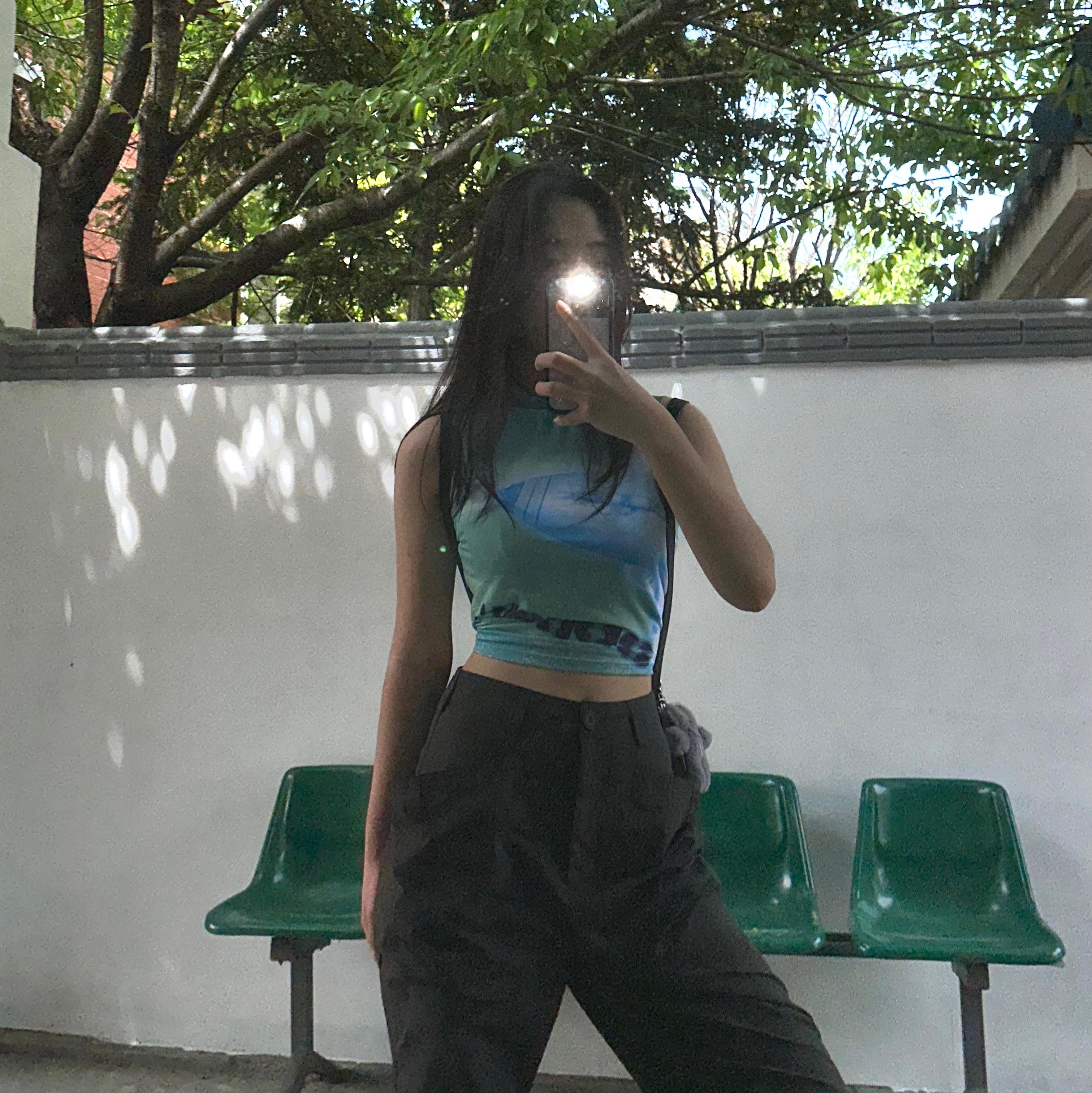 KYO Women Print Baby Cropped Sleeveless Mint, [Pre-Order] Pepper Pepper Women Diverse Color Pocket Pants Charcoal 착용 스타일 - 3