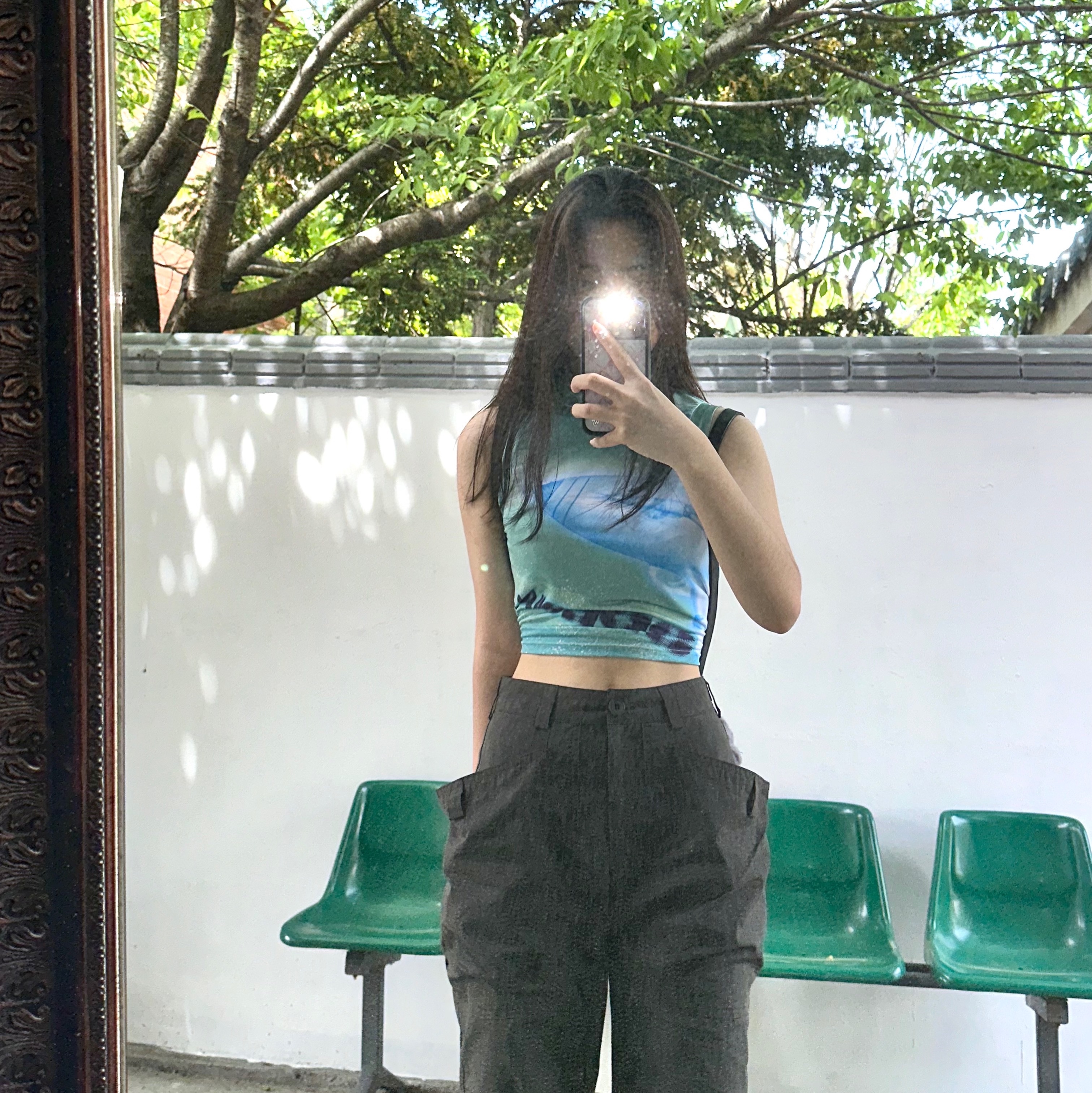 KYO Women Print Baby Cropped Sleeveless Mint, [Pre-Order] Pepper Pepper Women Diverse Color Pocket Pants Charcoal 착용 스타일 - 4