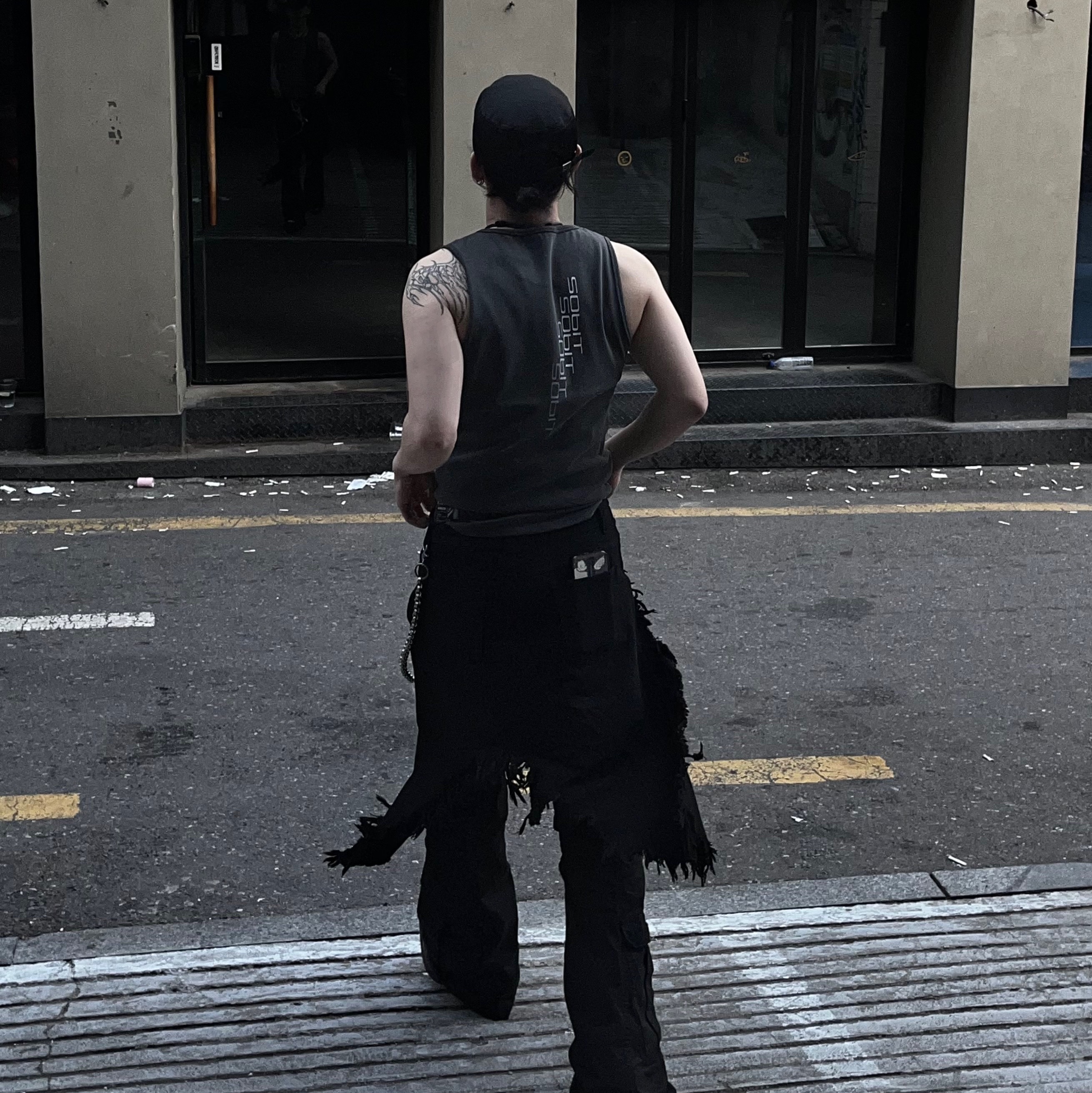 Computer Format Skirt Trouser Black 착용 스타일