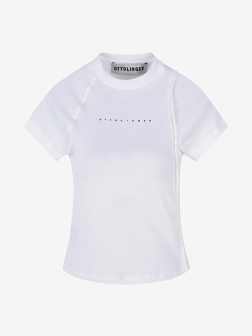 Ottolinger Women Rib Tank Top White, Ottolinger Women Deconstructed Rib T-Shirt White 착용 스타일 - 9