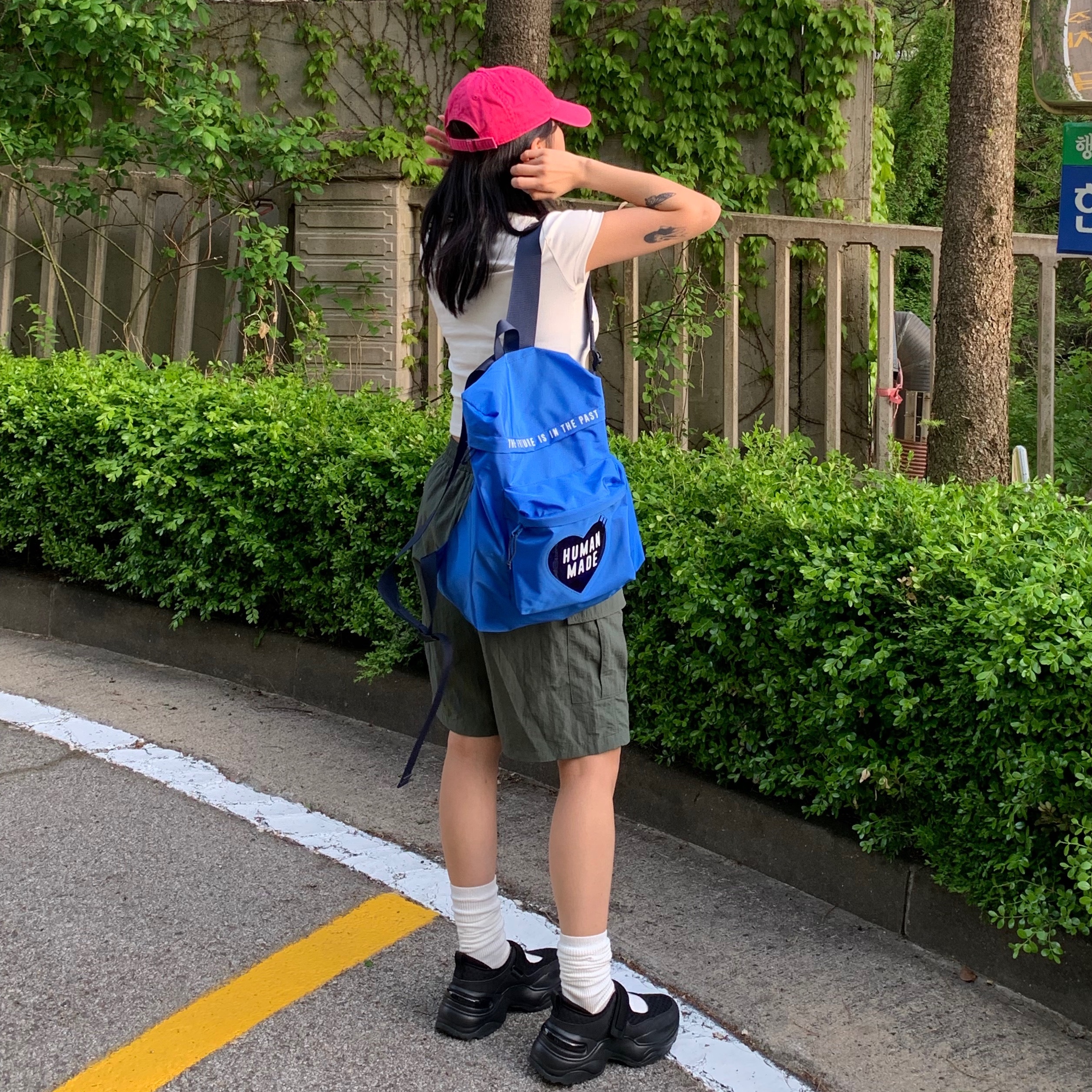 Human Made Backpack Blue 착용 스타일 - 2