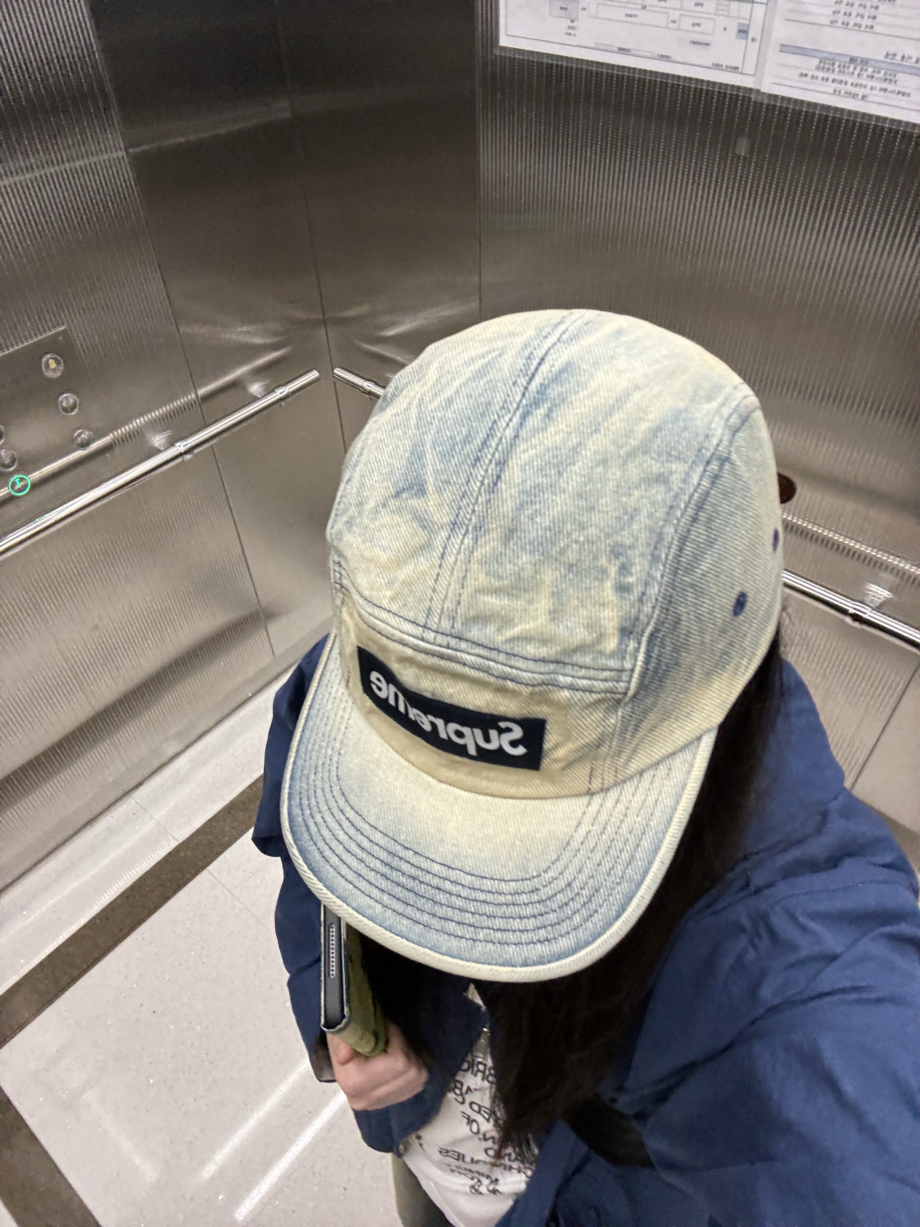 Supreme Washed Chino Twill Camp Cap Dirty Indigo - 24SS 착용 스타일 - 2