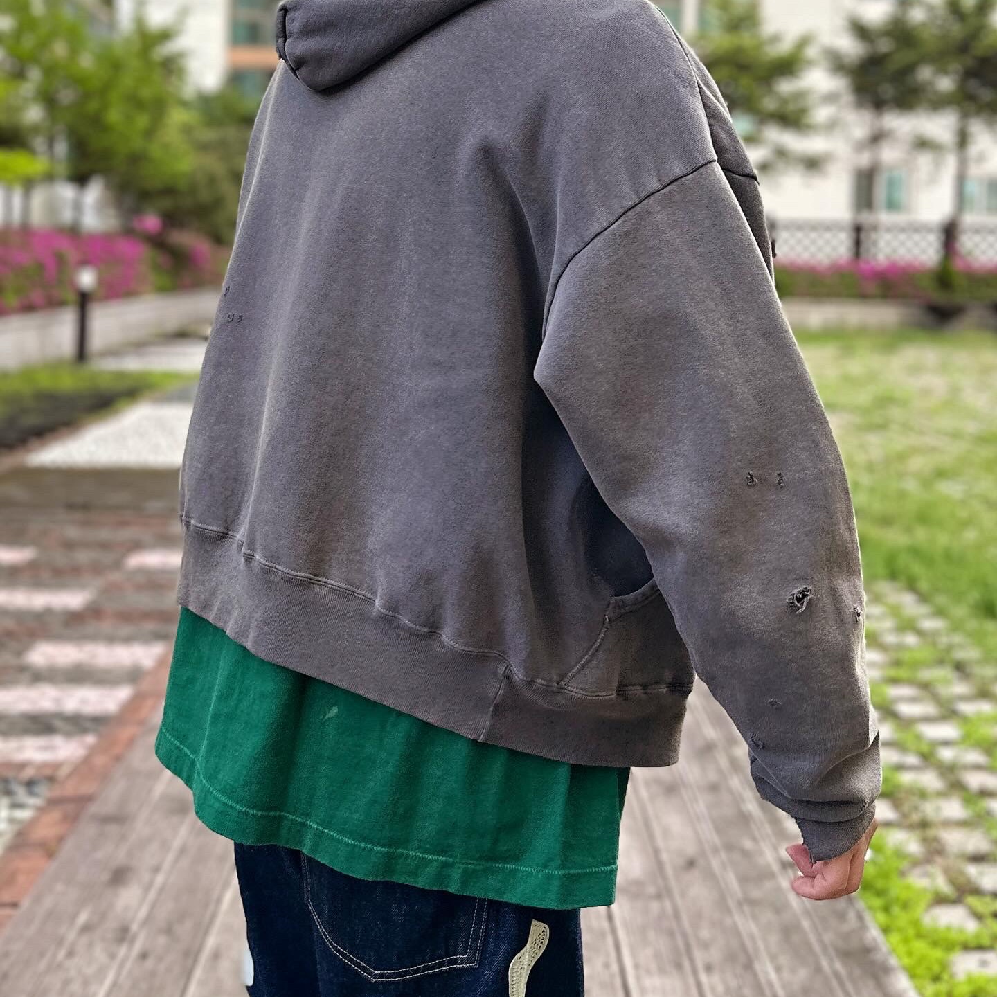Kapital 12.5 oz. Denim Mexican Tuxedo 5P Okagilly Pants Indigo, Saint Mxxxxxx Zip Parka Damage Black 착용 스타일 - 3