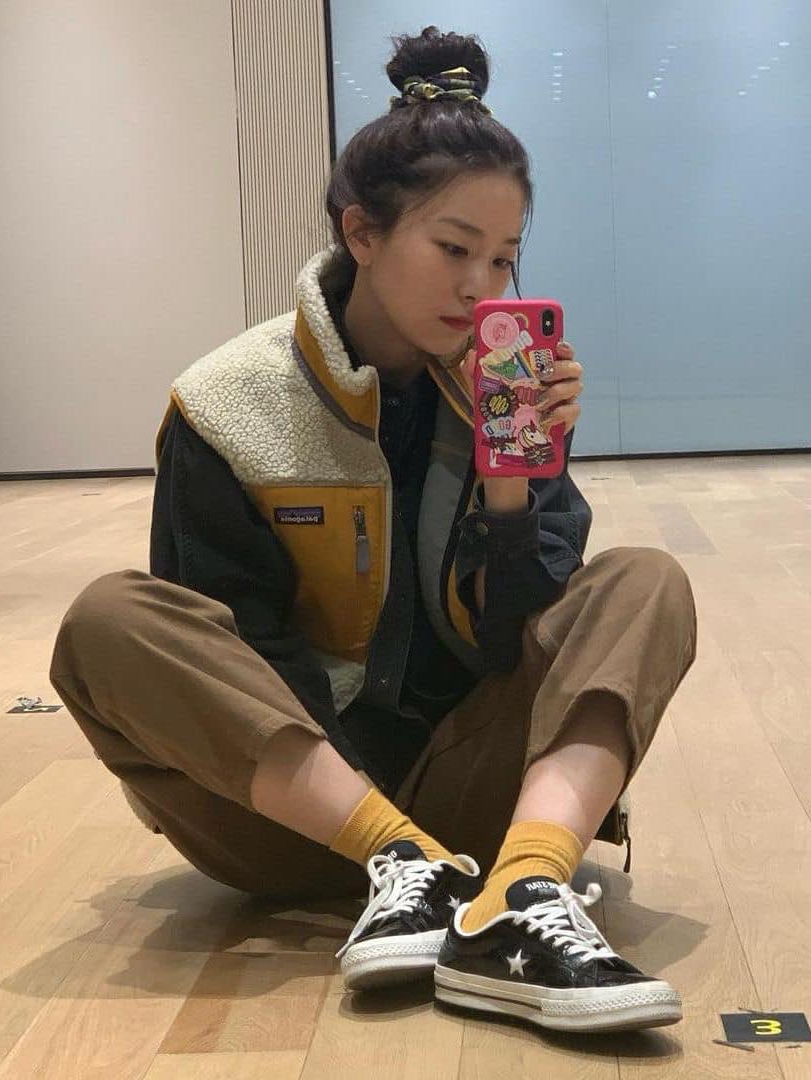 Patagonia Synchilla Snap-T Fleece Pullover Oatmeal Heather, (W) Patagonia Lightweight Synchilla Snap-T Fleece Pullover Lagom Blue 착용 스타일 - 5