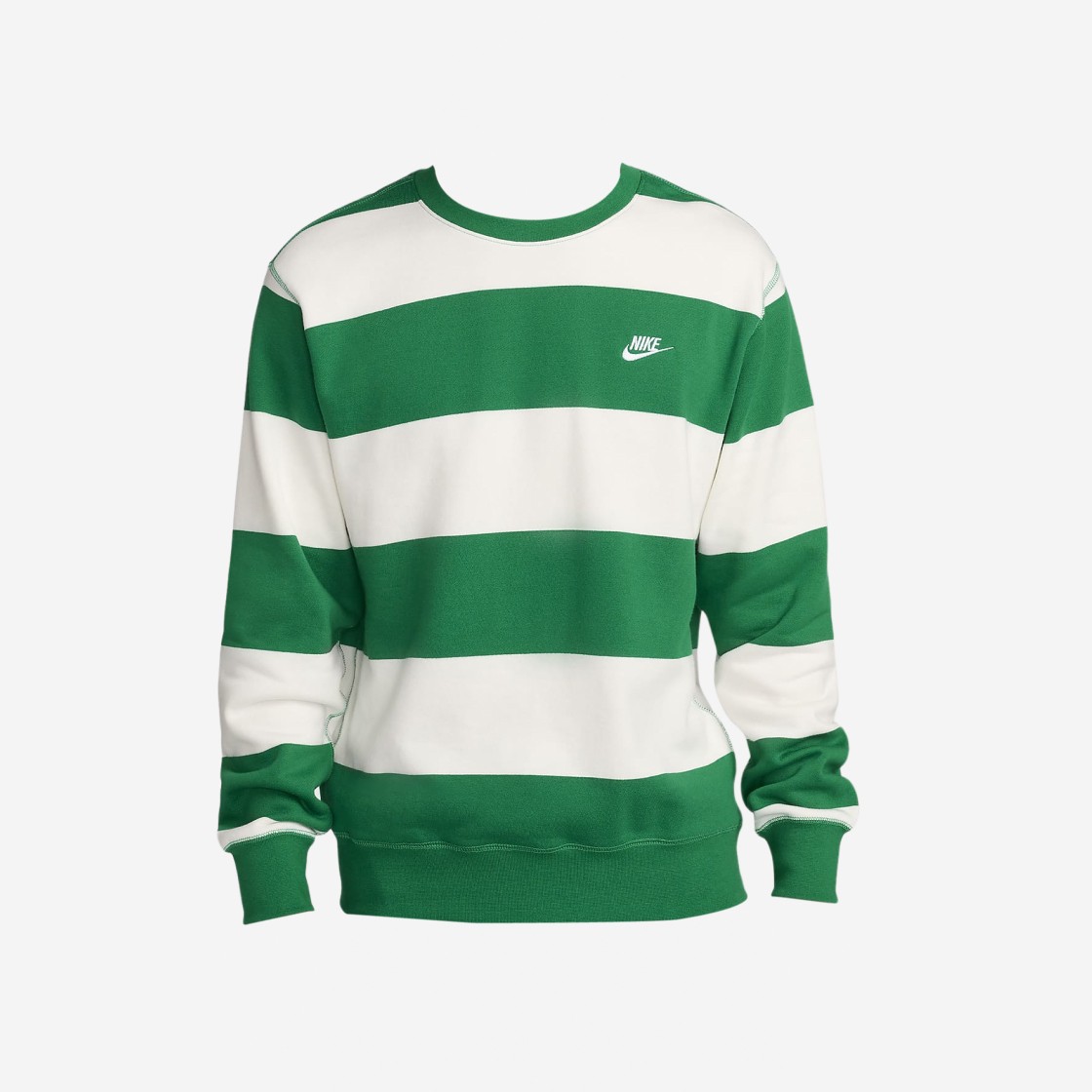 Nike Club Fleece Stripe Heavy Weight French Terry Crew Malachite Sail - Asia 상세 이미지 1