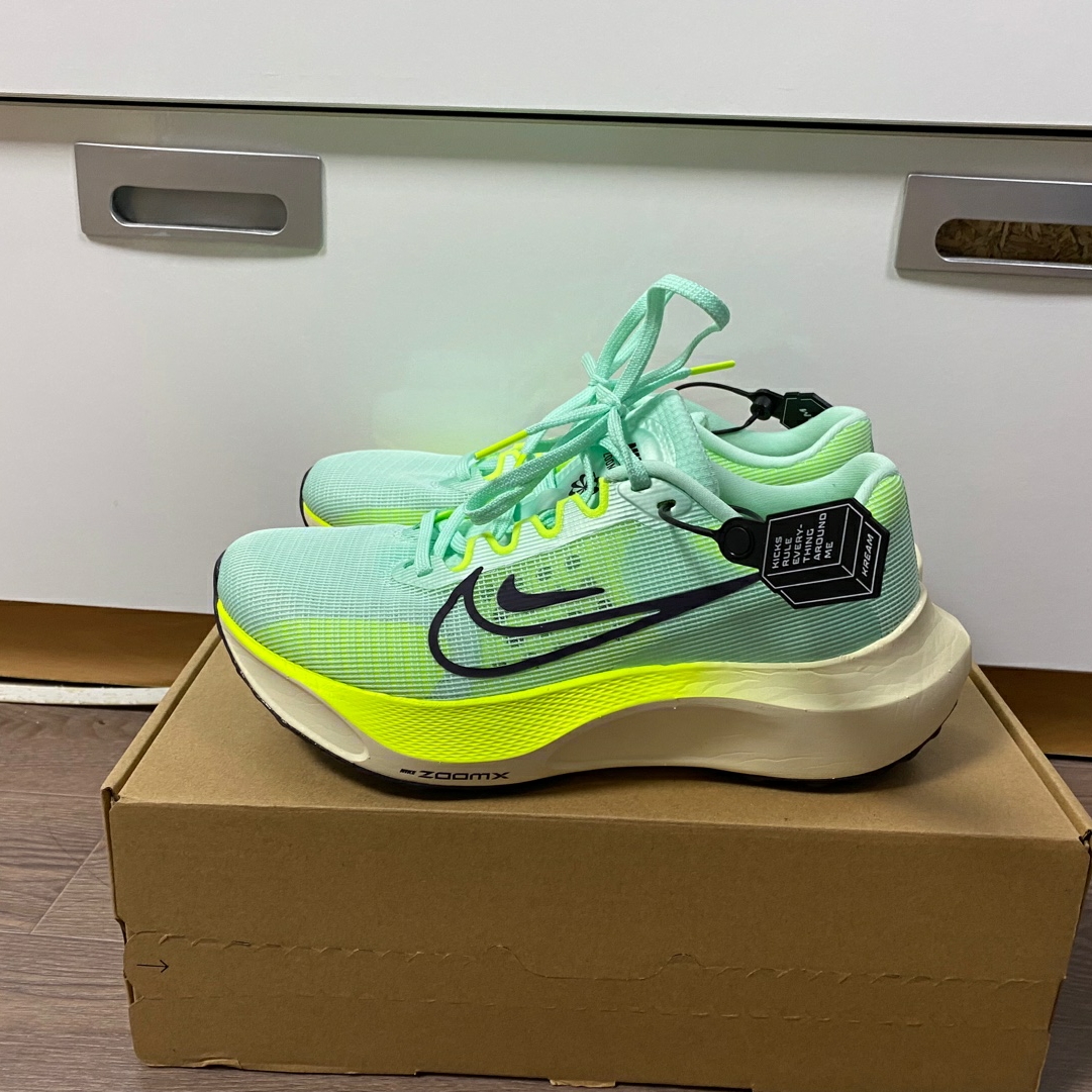 (W) Nike Zoom Fly 5 Mint Foam Cave Purple 착용 스타일 - 2