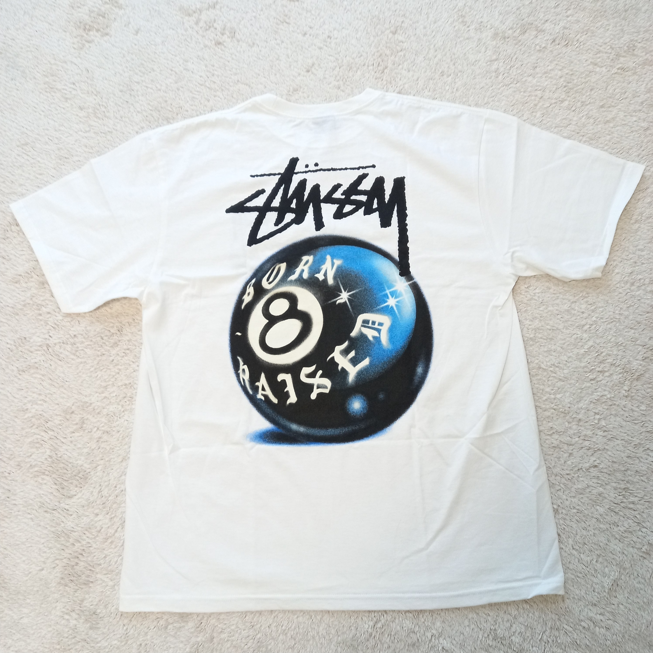 Stussy x Born X Raised 8 Ball T-Shirt White, (W) Lululemon Soft Embroidered Baller Hat Black 착용 스타일 - 4