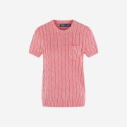 [30%적립] Polo Ralph Lauren Women Cotton Cable Short Sleeve Sweater Pink