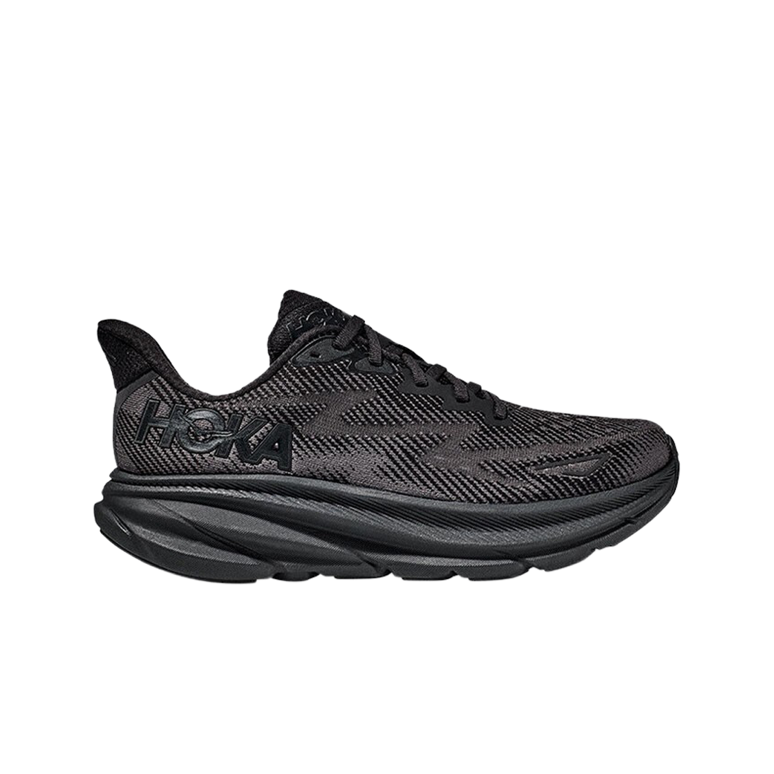 (W) 호카 클리프톤 9 블랙 - 와이드((W) Hoka Clifton 9 Black - Wide)