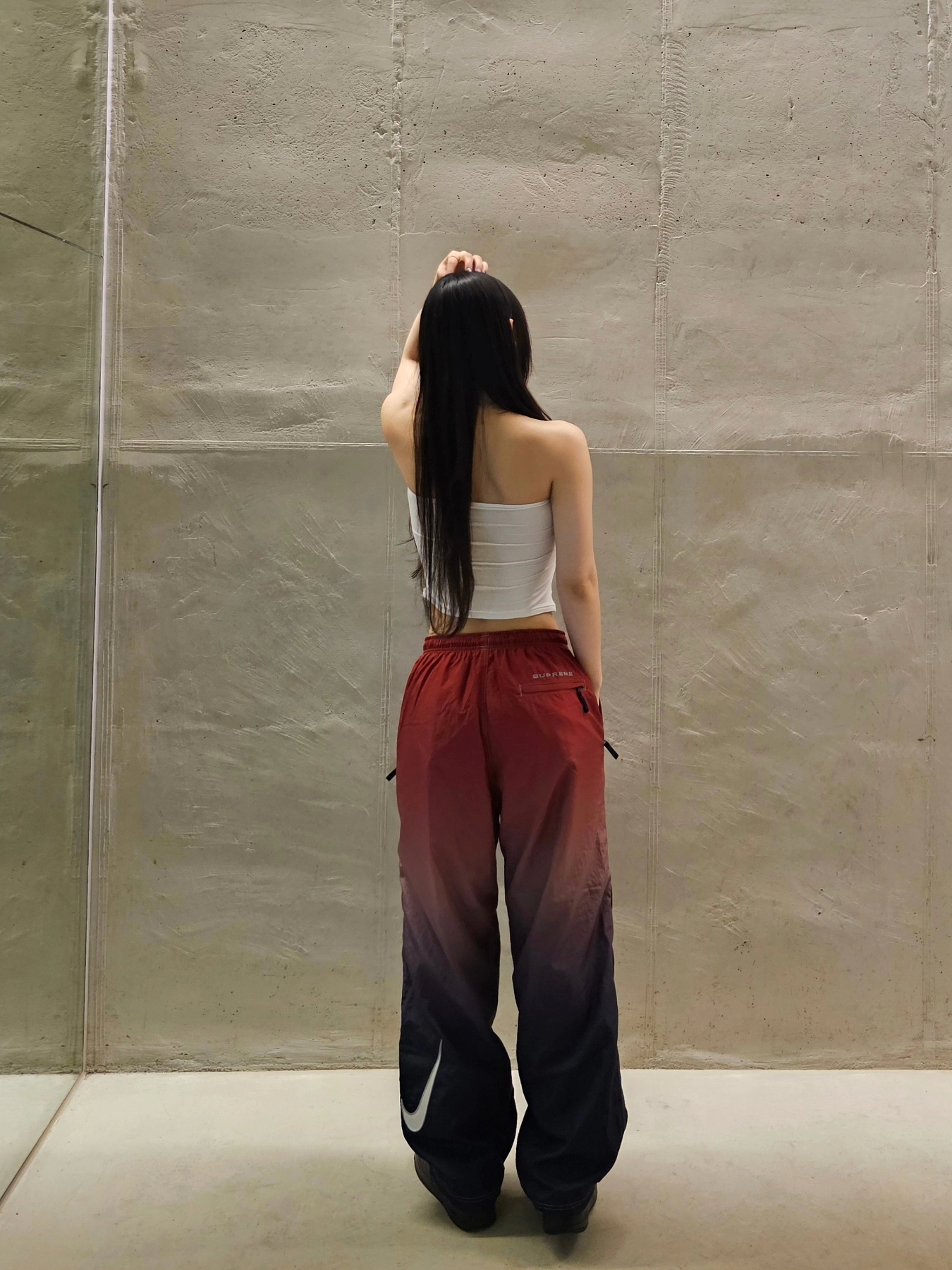 Supreme x Nike Ripstop Track Pants Multicolor - 24SS, Nike x Supreme Air Force 1 Low Black 착용 스타일 - 4