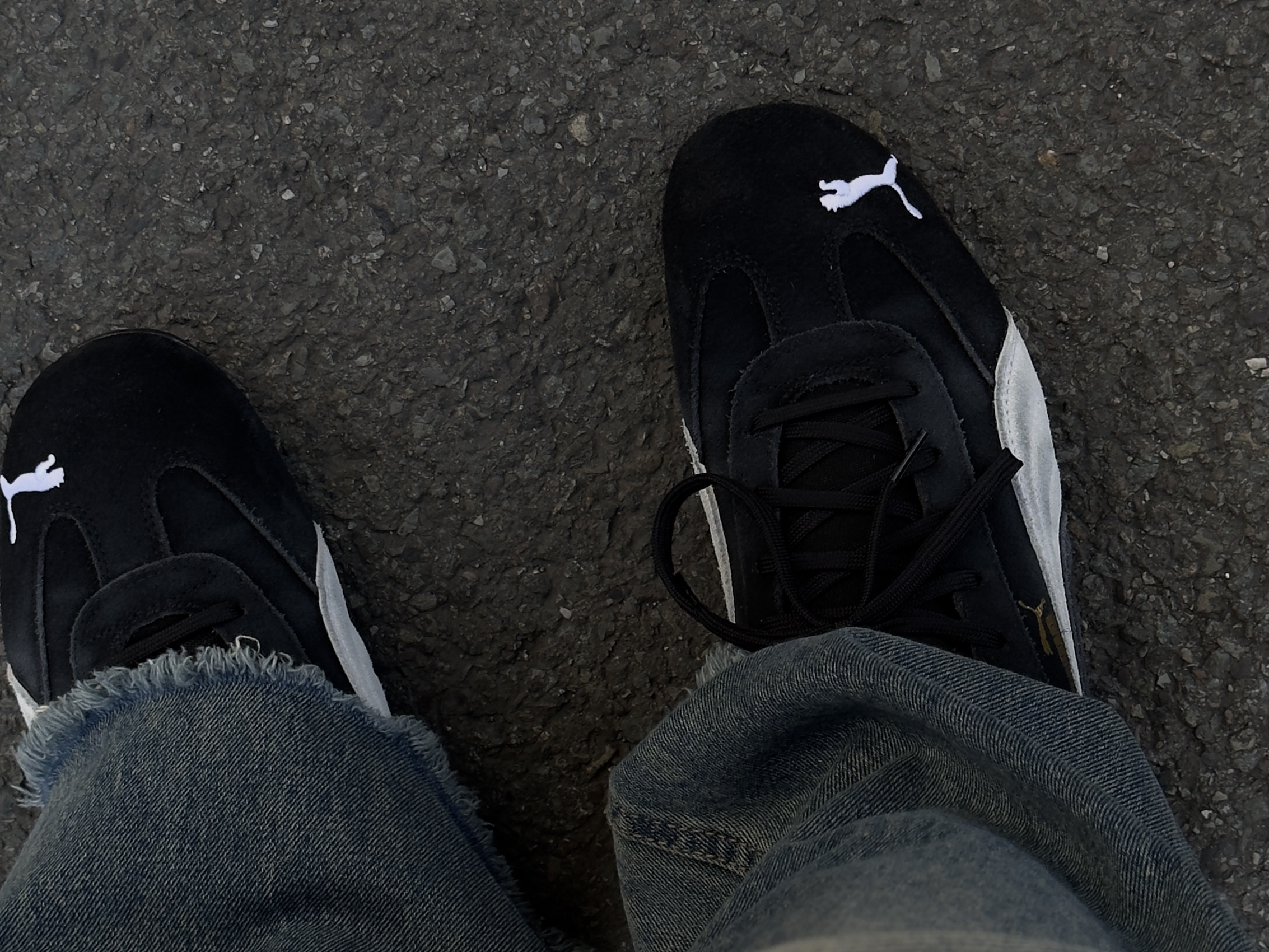 Puma Speedcat LS Black White 착용 스타일 - 2