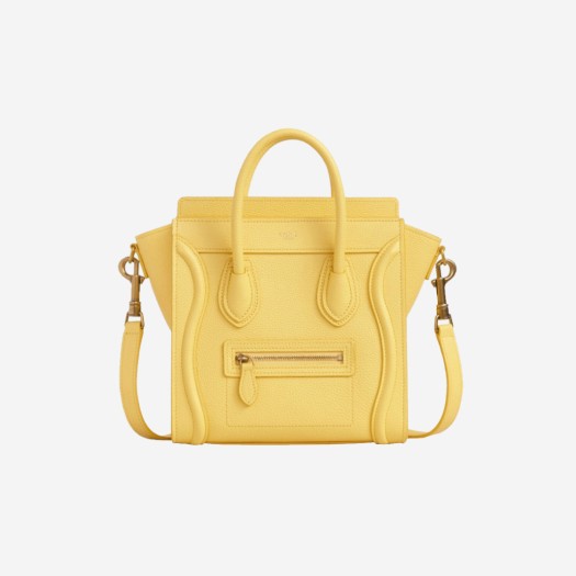 Celine Nano Luggage Bag in Drummed Calfskin Acacia