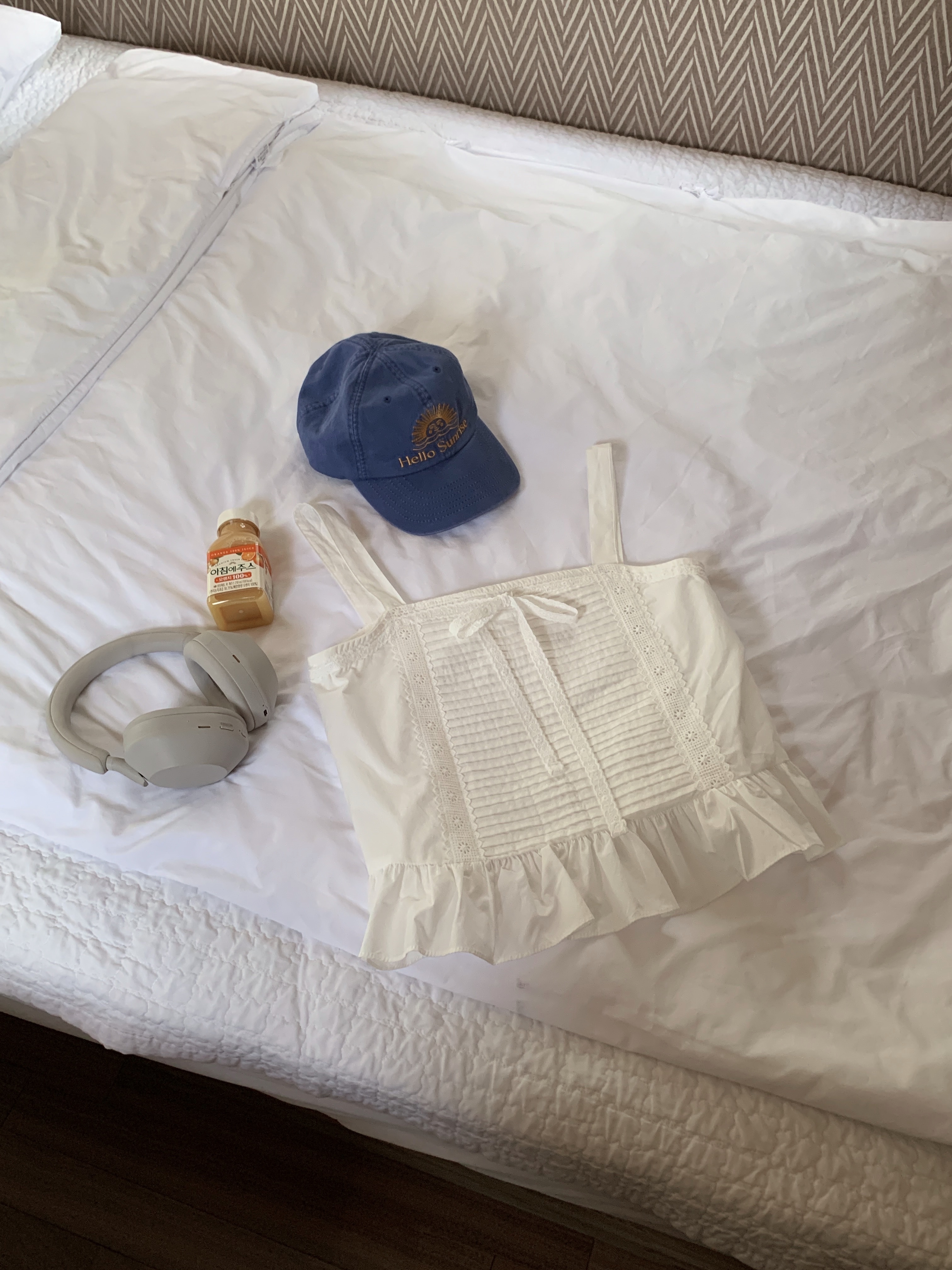 Hello Sunrise Washed OG Logo 6panel Cap Ocean Blue, Hello Sunrise Washed OG Logo 6panel Cap Gray 착용 스타일 - 4