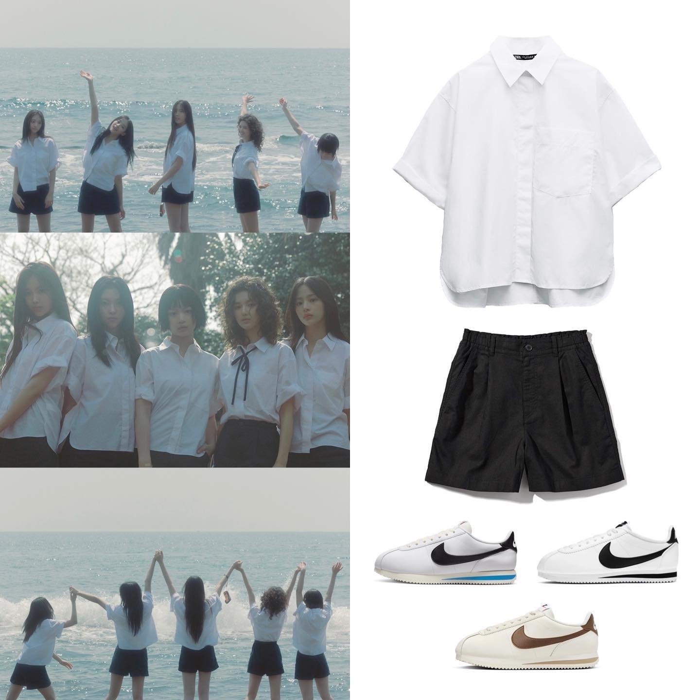 (W) Zara Poplin Pocket Shirt White 착용 스타일