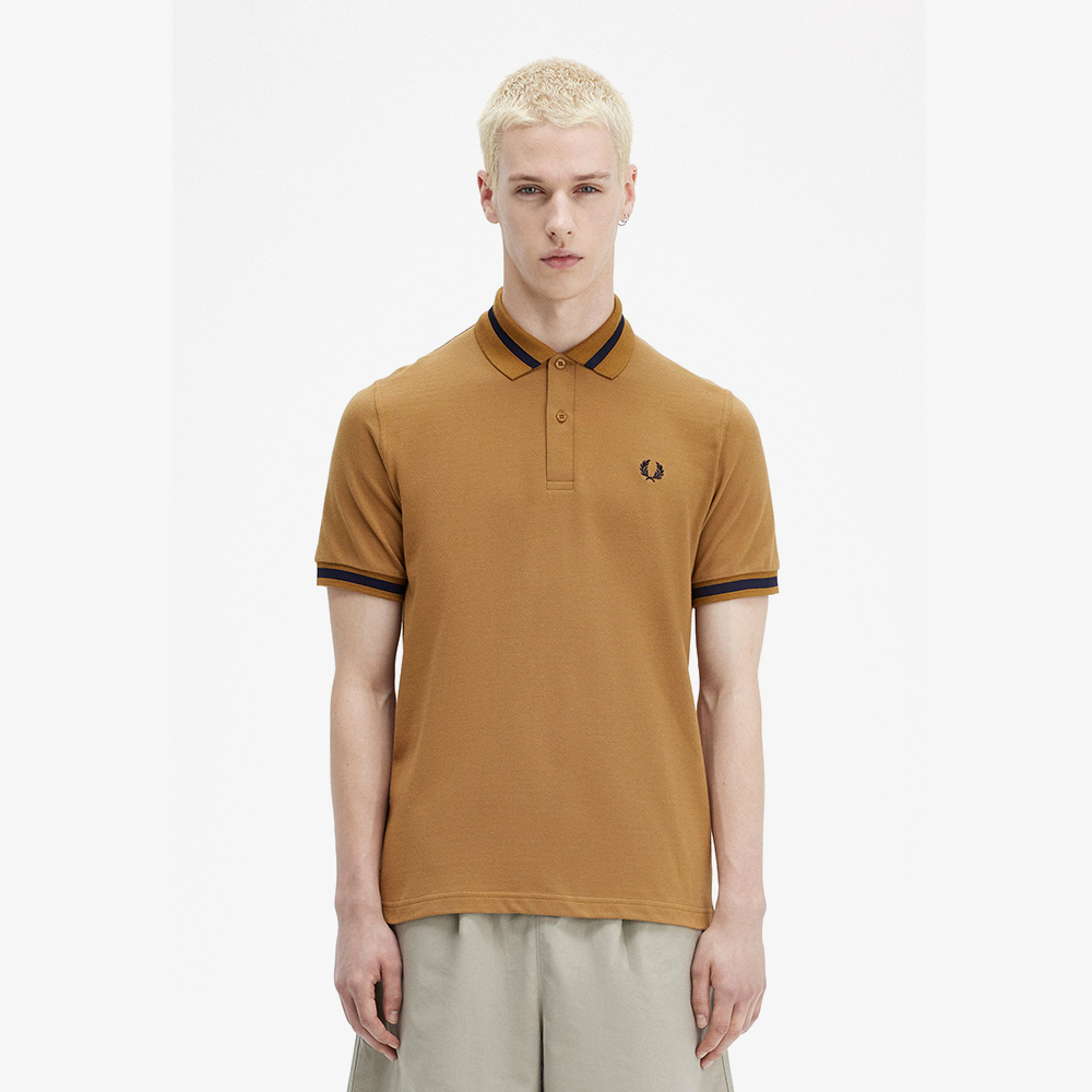 프레드페리 M2 Perry Shirt 싱글 팁 프레드페리 셔츠 다크카라멜/네이비(Fred Perry M2 Single Tipped Fred Perry Shirt Dark Caramel/Navy) - 2