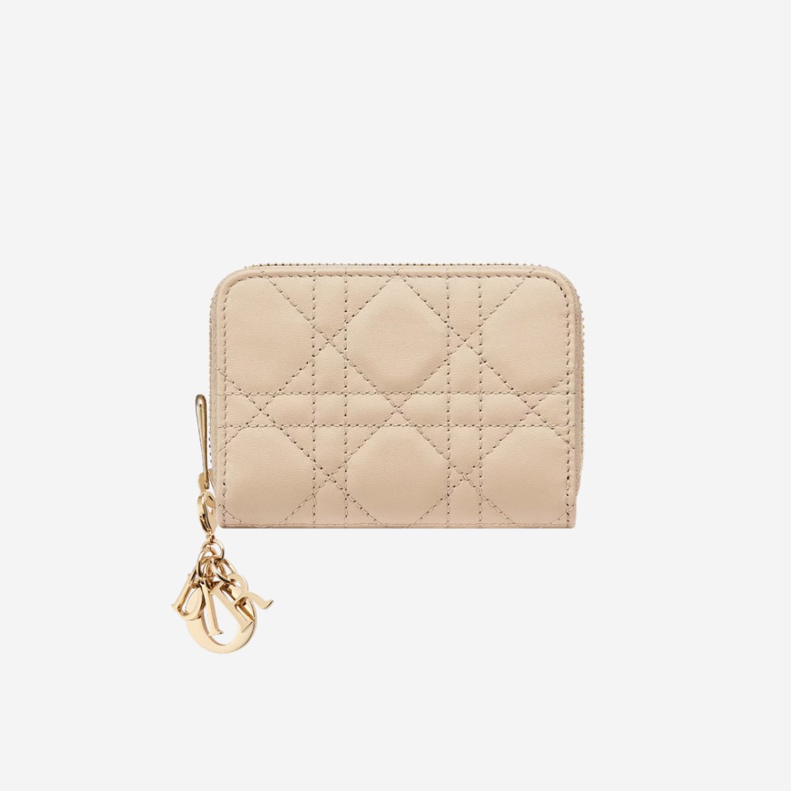 Dior Small Lady Voyageur Coin Purse Cannage Lambskin Sand 상세 이미지 1