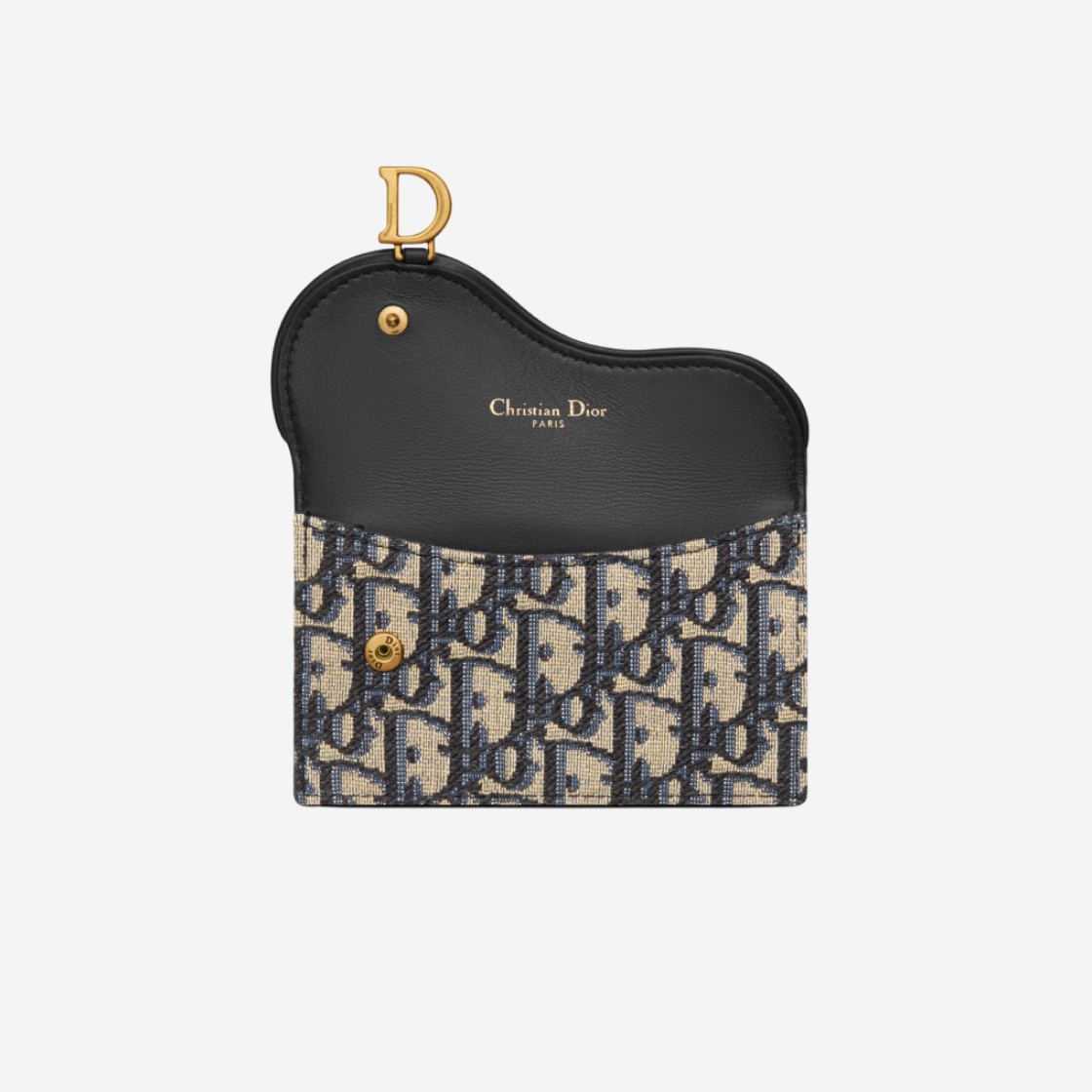 Dior Saddle Flap Compact Zipped Card Holder Blue Dior Oblique Jacquard 상세 이미지 3