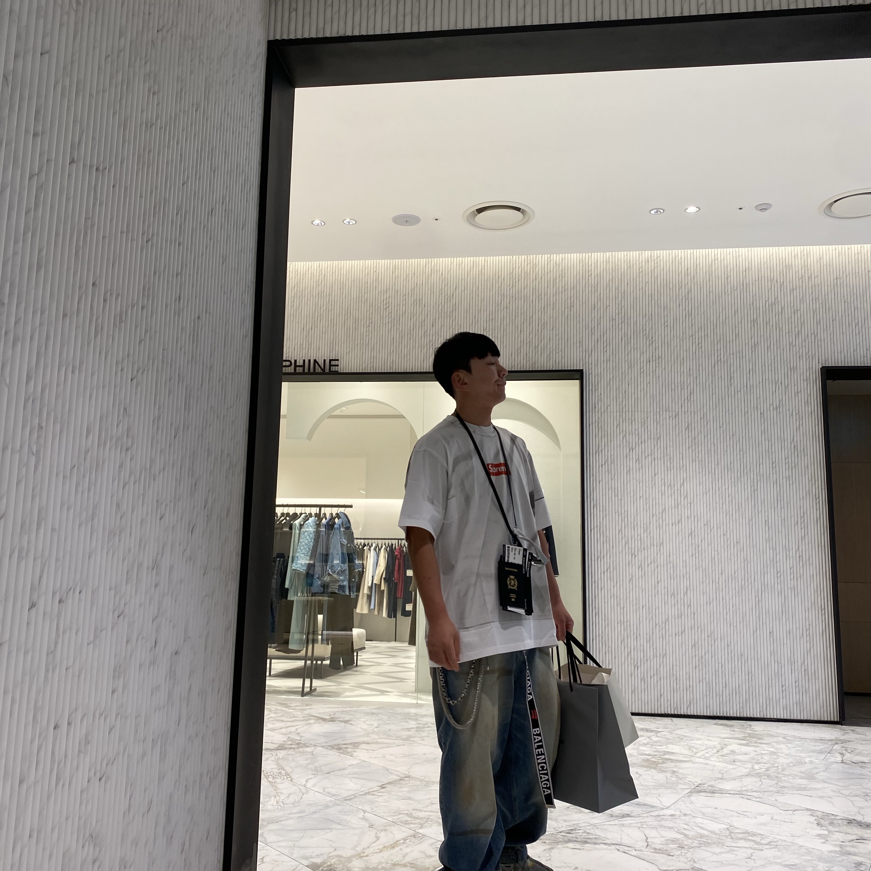 Supreme x MM6 Maison Margiela Box Logo T-Shirt White - 24SS 착용 스타일 - 2