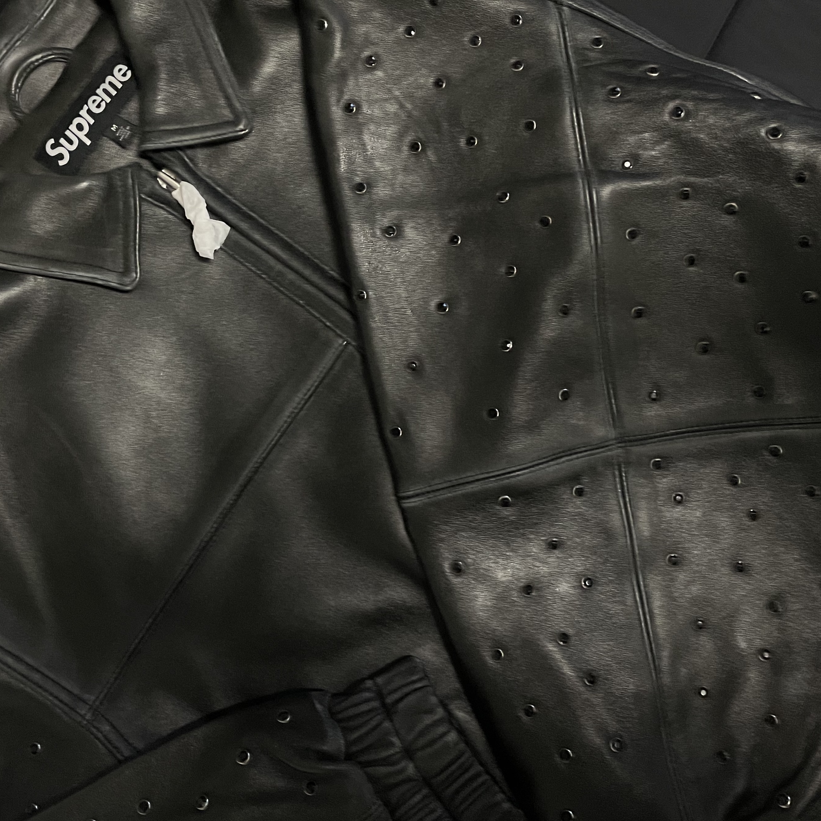 Supreme Gem Studded Leather Jacket Black - 24SS 착용 스타일 - 2