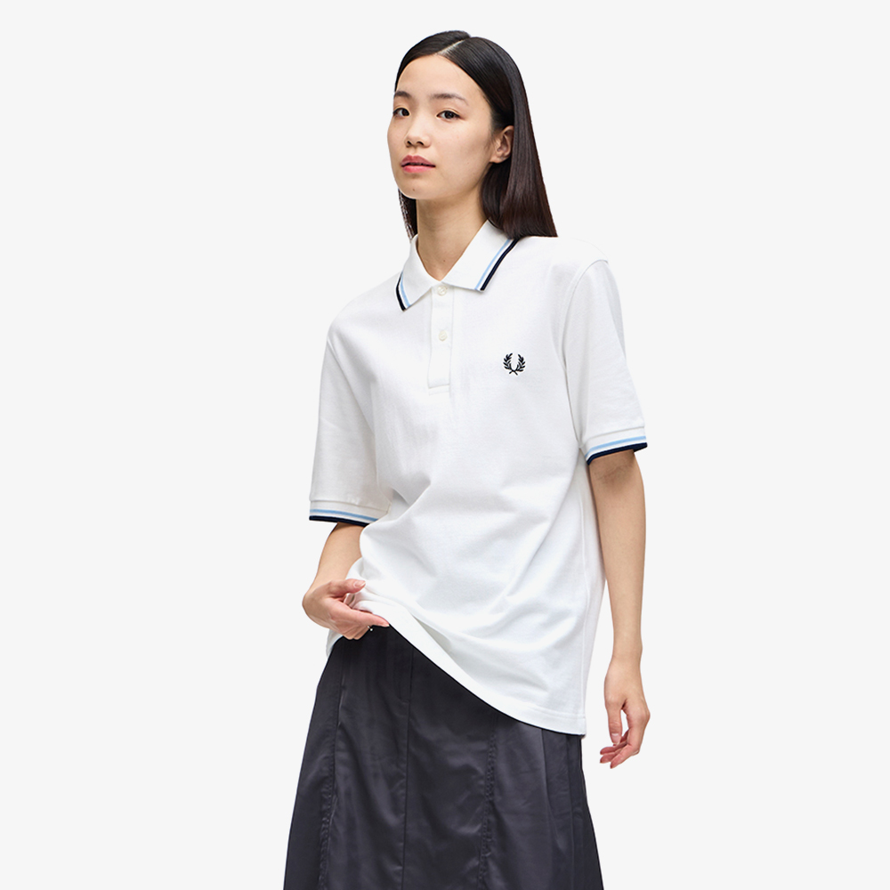프레드페리 M12 트윈 팁 프레드페리 셔츠 화이트/아이스/네이비(Fred Perry M12 Twin Tipped Fred Perry Shirt White/Ice/Navy) - 2