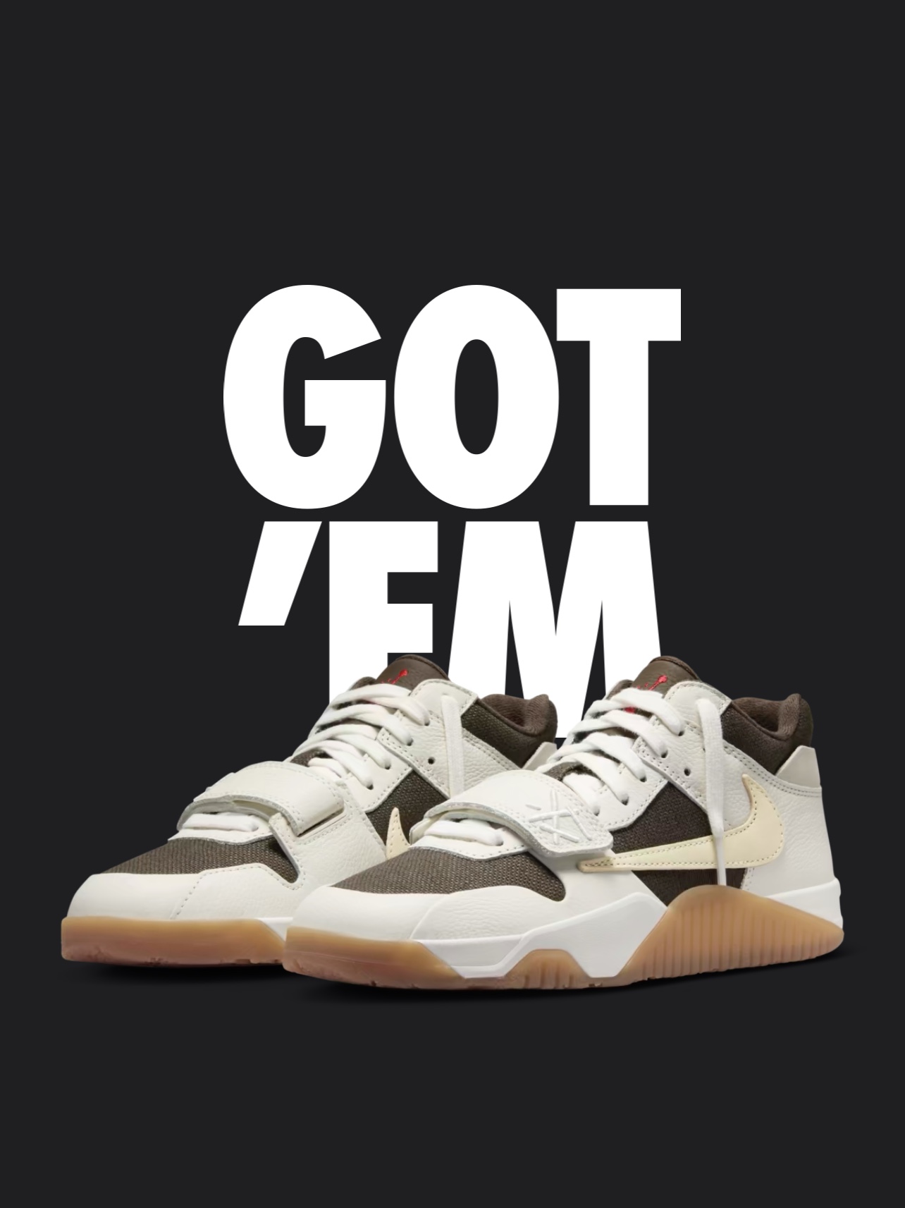 Jordan x Travis Scott Jumpman Jack TR Sail and Dark Mocha 착용 스타일 - 1