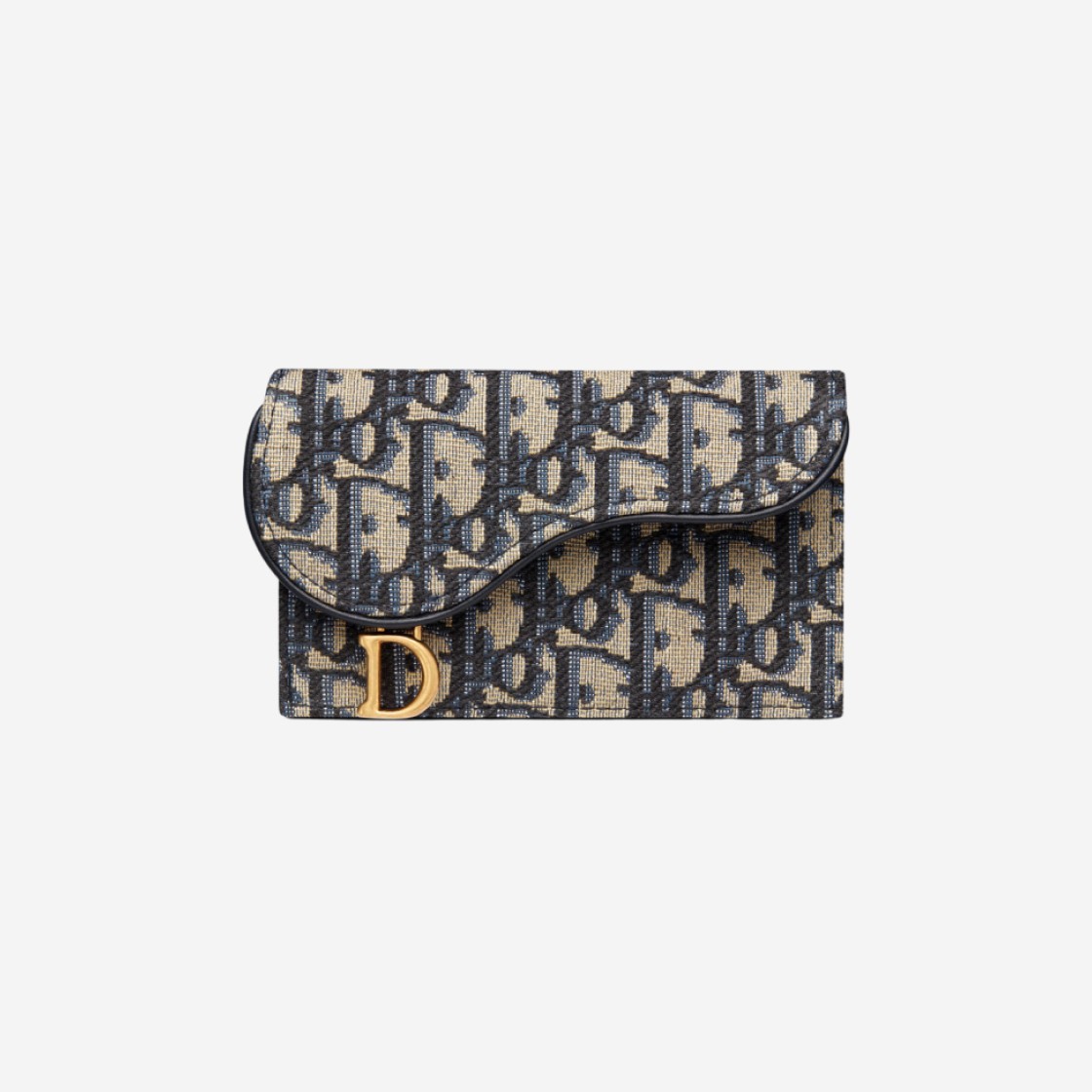 Dior Saddle Flap Compact Zipped Card Holder Blue Dior Oblique Jacquard 상세 이미지 1