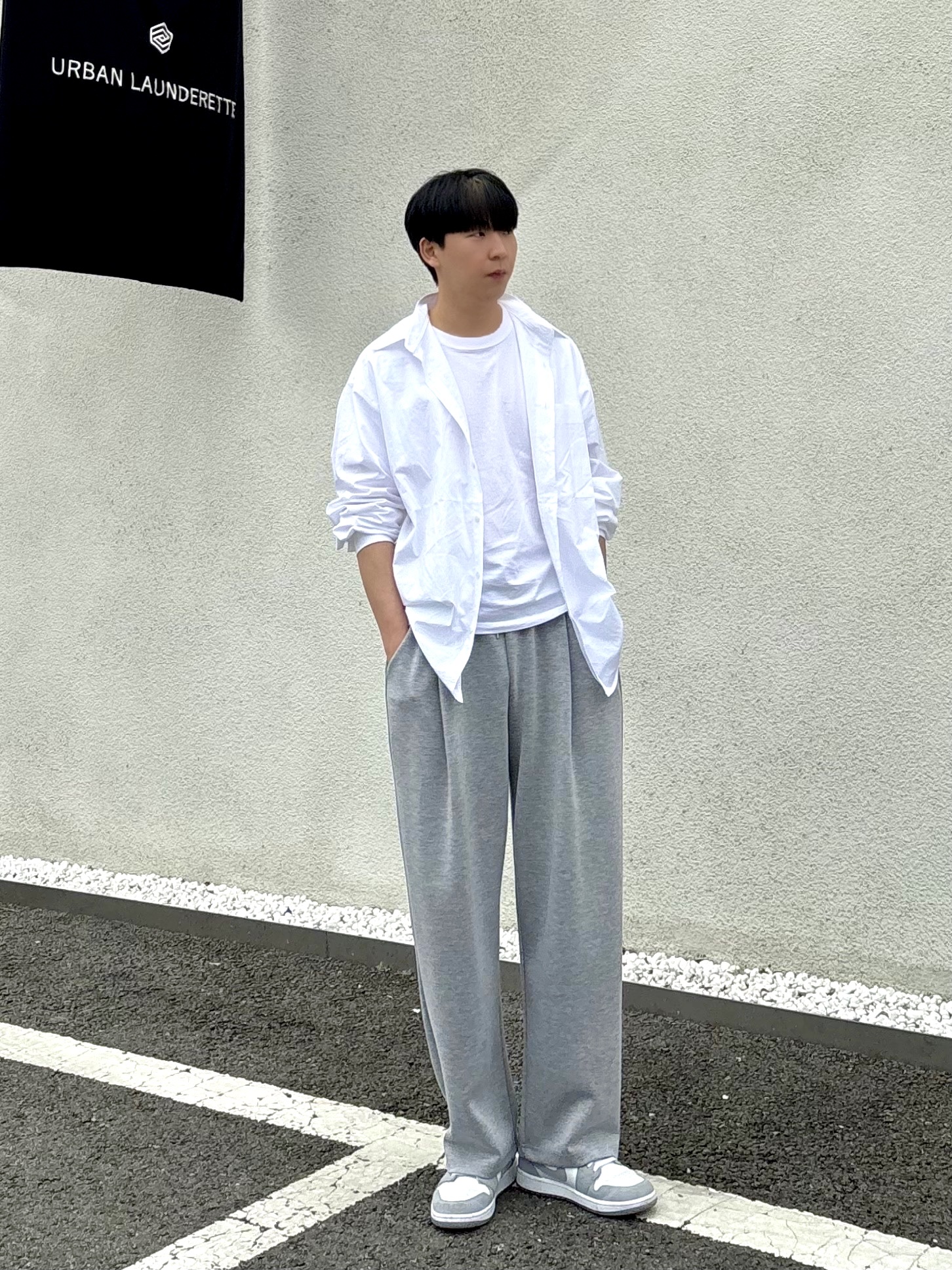 (W) Jordan 1 Low White Wolf Grey 착용 스타일 - 1