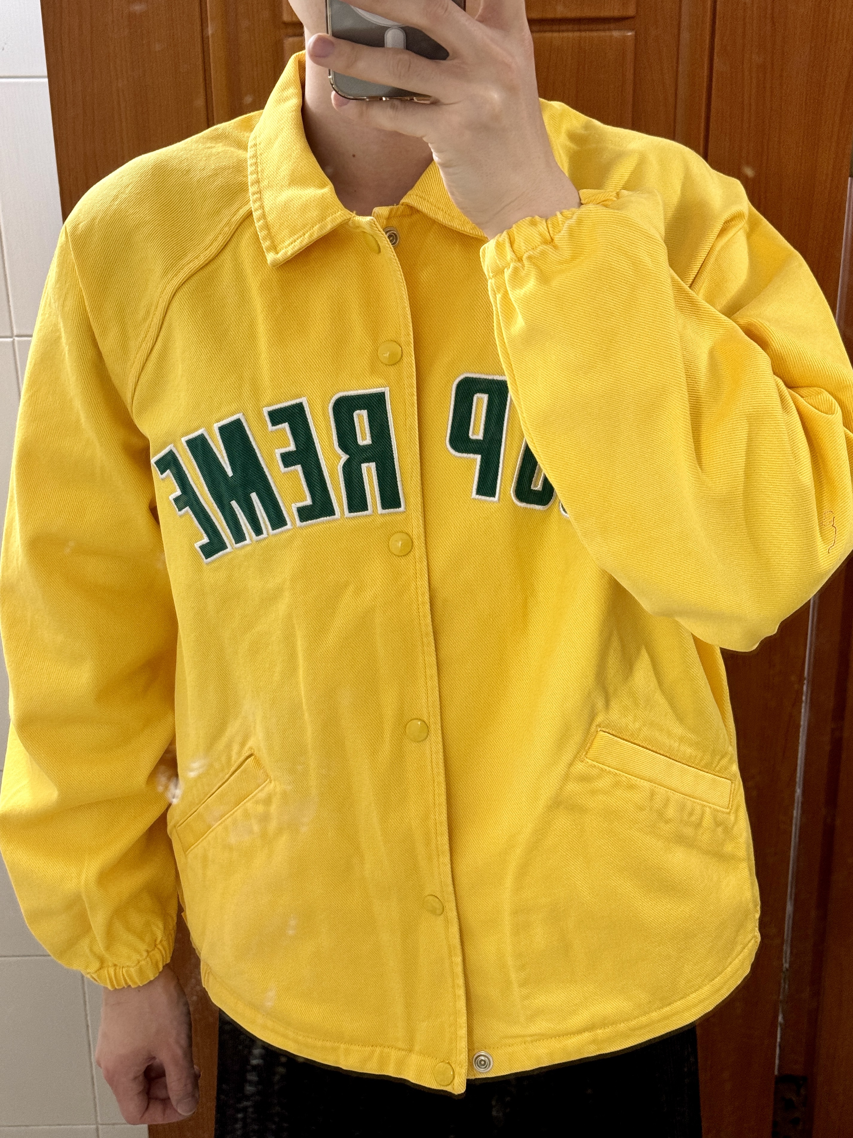 Supreme Arc Denim Coaches Jacket Yellow - 24SS 착용 스타일