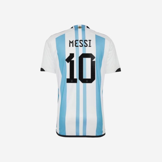 아디다스 아르헨티나 리오넬 메시 2022 위너 3-스타 홈 저지 화이트 라이트 블루 - US 사이즈 (마킹 버전)