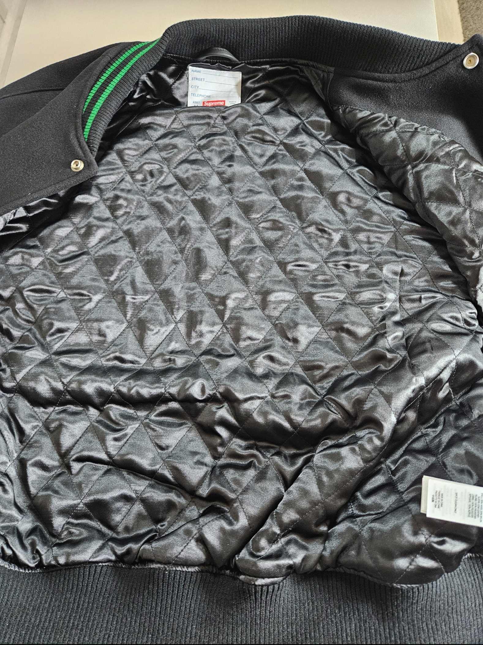 Supreme Wave Varsity Jacket Black - 24SS 착용 스타일 - 5